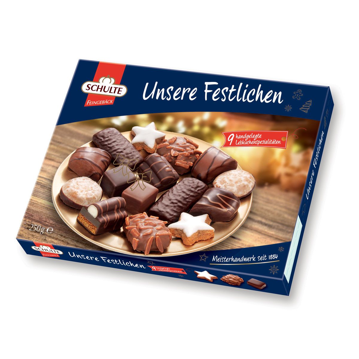 Schulte Süßigkeit, Schulte Unsere Festlichen 9 handgelegte Lebkuchenspezialitäten 250g