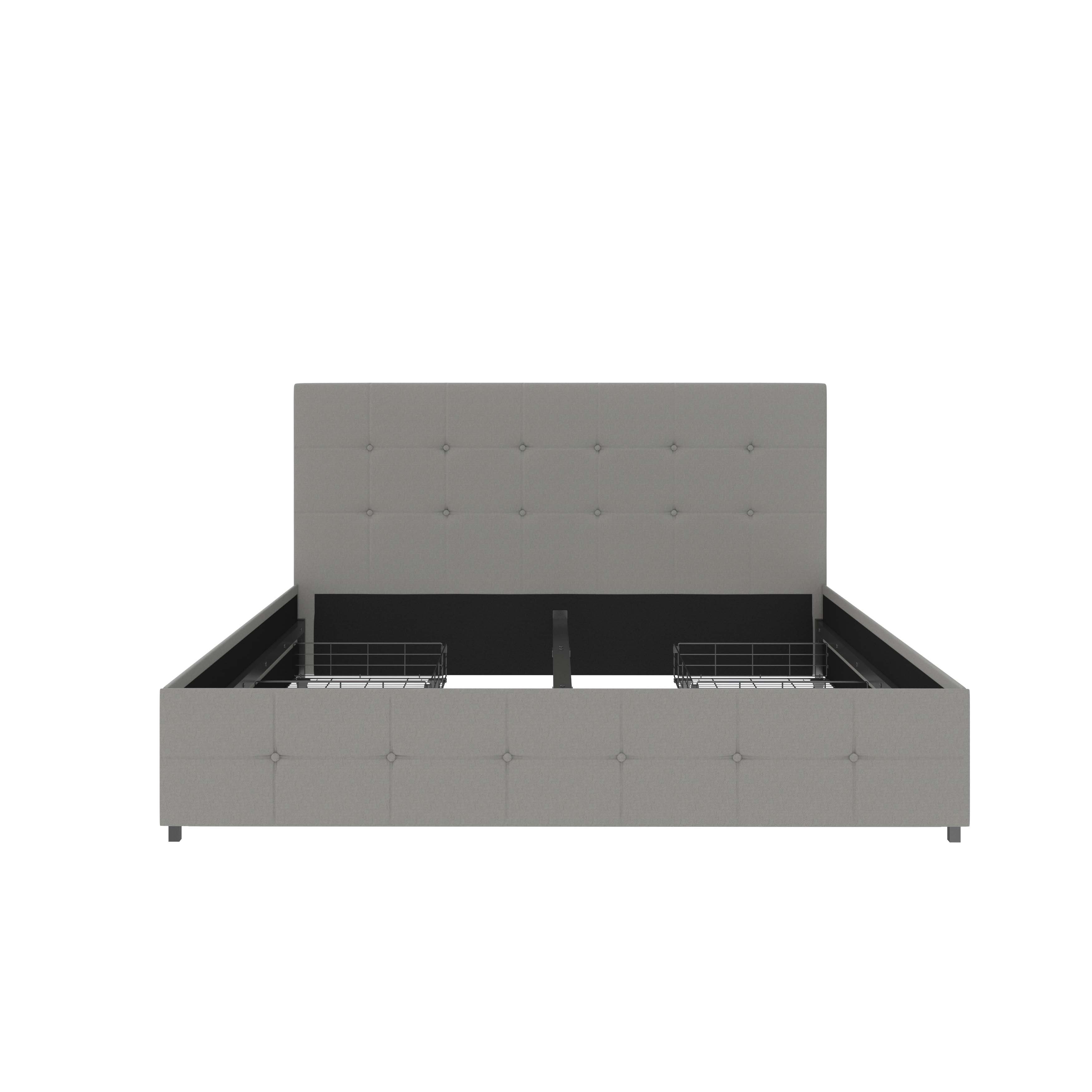 loft24 Polsterbett Lilly, Bettgestell mit Knopfheftung und Stauraum, 180x200 cm, Webstoff