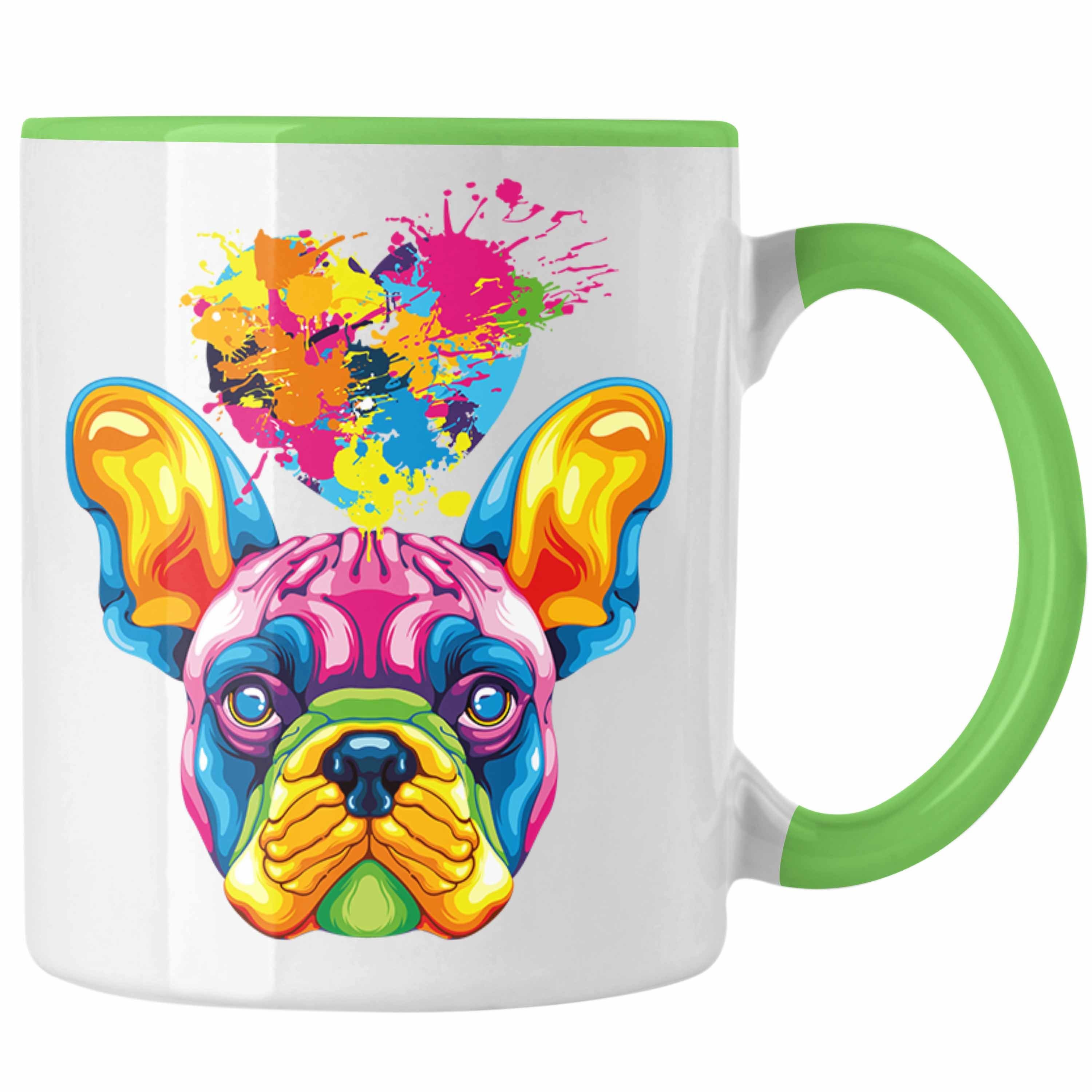 Trendation Tasse Französische Bulldogge Herz Farbe Besitzer Tasse Geschenk Lustiger Spr Grün