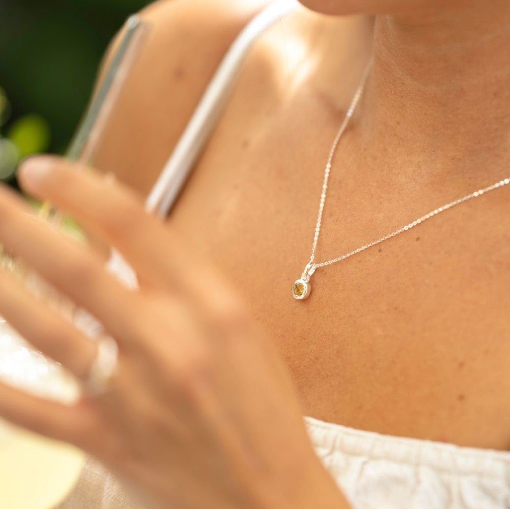 Materia Kettenanhänger Damen Citrin Silber Gelb KA-248-Citrin, 925 Sterling günstig online kaufen