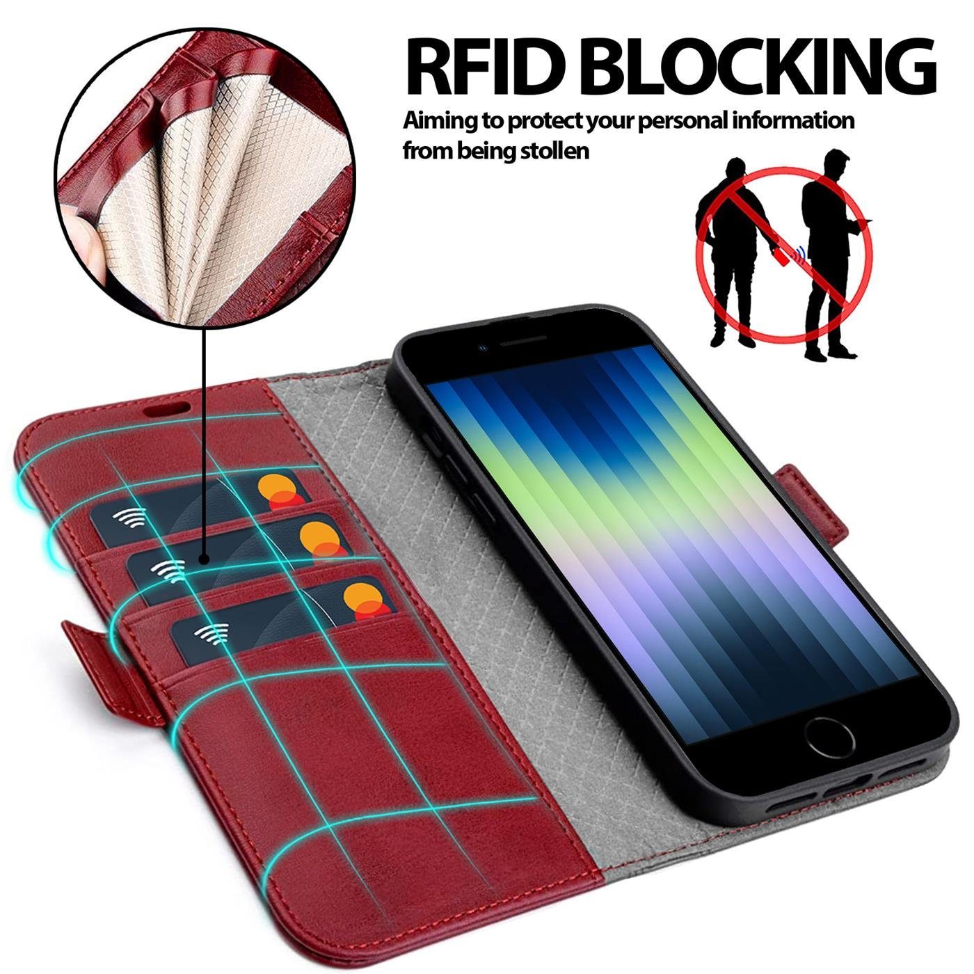 CoolGadget Handyhülle Book Case Elegance Tasche für iPhone SE 2020 2022 4,7 Zoll, Hülle Magnet Etui Klapphülle für iPhone SE, iPhone 7 / 8 Schutzhülle – Bild 4 von 5