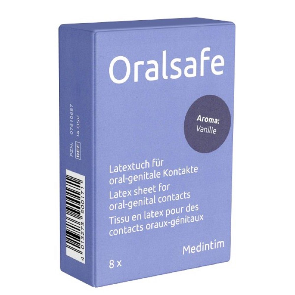 Medintim Kondome Oral Safe Latexschutztücher, Packung mit 8 Stück Variante: Vanille, 8 St., Lecktücher (Dams) mit Vanille-Aroma