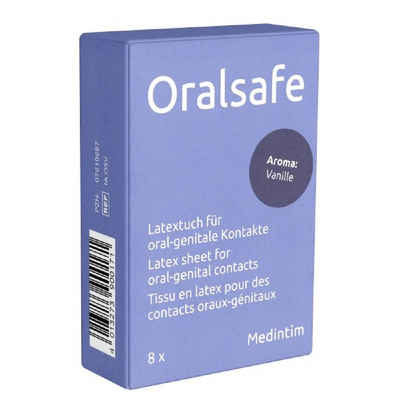 Medintim Kondome MedIntim «Oral Safe» Latexschutztücher mit Aroma, Packung mit 8 Stück Variante: Vanille, Lecktücher (Dams) mit Vanille-Aroma