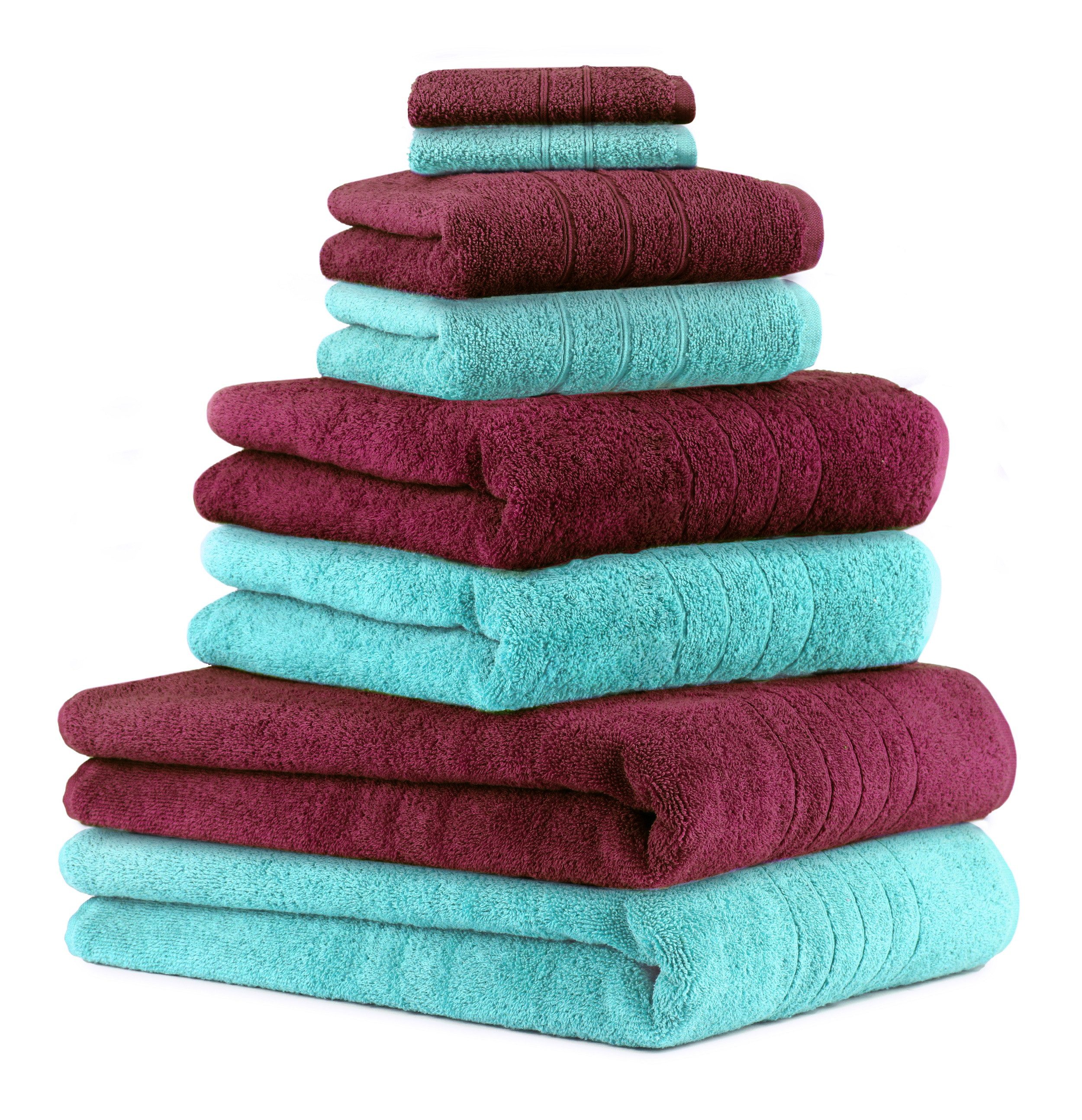 Betz Handtuch Set 8-TLG. Handtuch-Set Deluxe Farbe Pflaume und türkis ...
