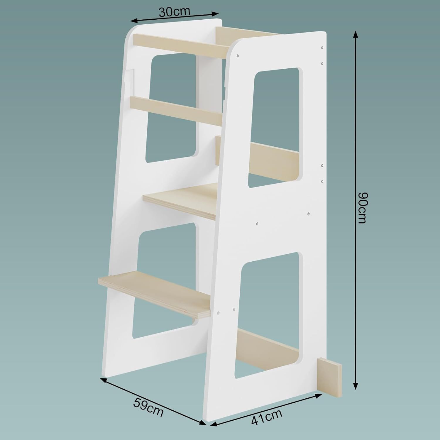 Woltu Tritthocker, Lernturm mit Rausfallschutz, Montessori Entdeckerturm Küchenhelfer