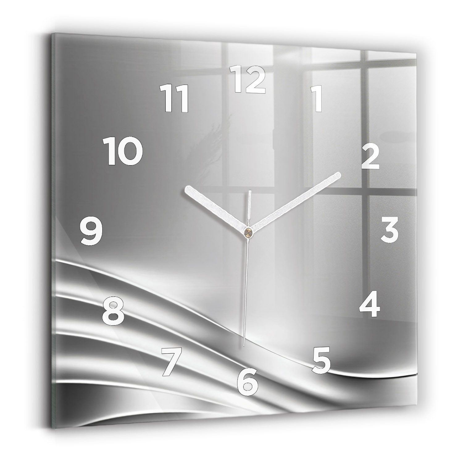 Tulup Wanduhr Glasuhr Silberne Abstraktion Rechteckige Uhr aus Gehärtetem G günstig online kaufen