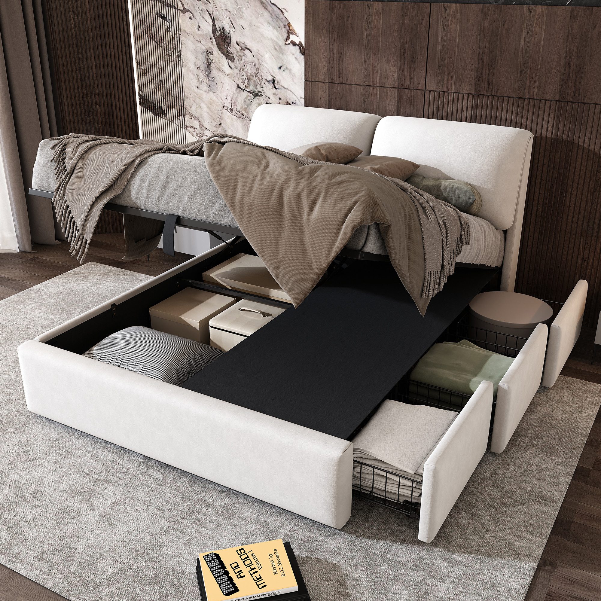 STILVORA Polsterbett mit Stauraum,140×190 Jugendbett Bettgestell günstig online kaufen