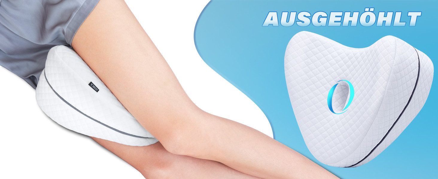 Vivitar Kniekissen für Seitenschläfer, Memory Foam Beinkissen zur Entlastung von Rücken, (Premium Memory-Schaum für erholsamen Schlaf & bessere Körperhaltung, Hüfte & Knien, Ergonomisches Design mit abnehmbarem, waschbarem Bezug)