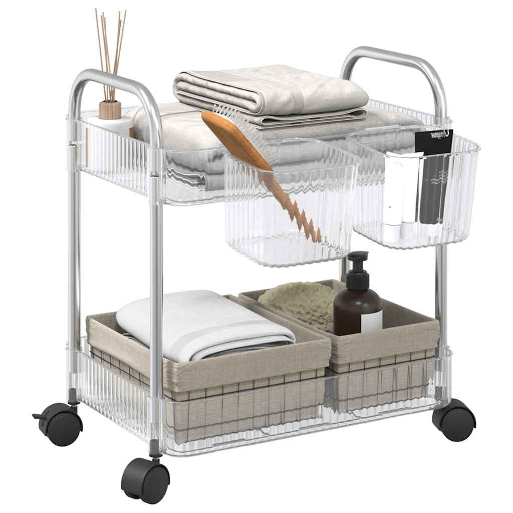 vidaXL Küchenwagen Küchenwagen Aufbewahrungswagen 2 Etagen Transparent 37x27,5x43,5 cm Ac