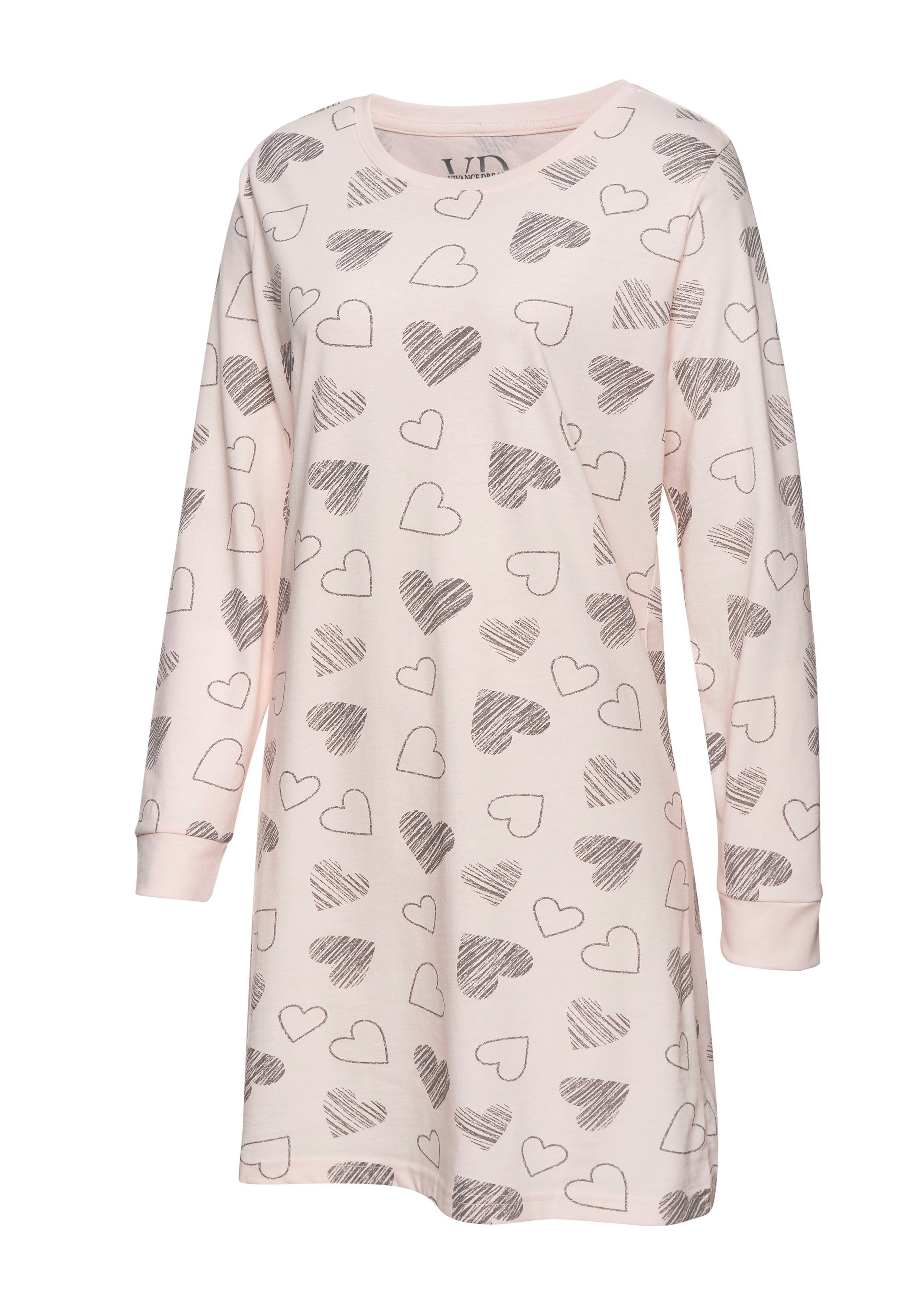 Vivance Dreams Nachthemd (2 Stück) mit süßem Herzprint