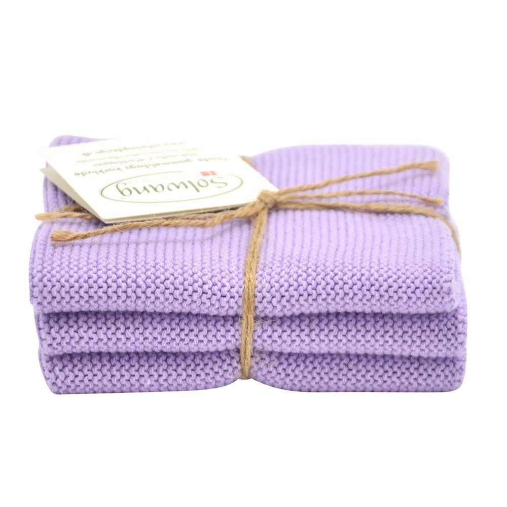 Solwang 3er SOLWANG Wischtuch Küchentuch Waschlappen aus Baumwolle - HELLLILA Reinigungstuch