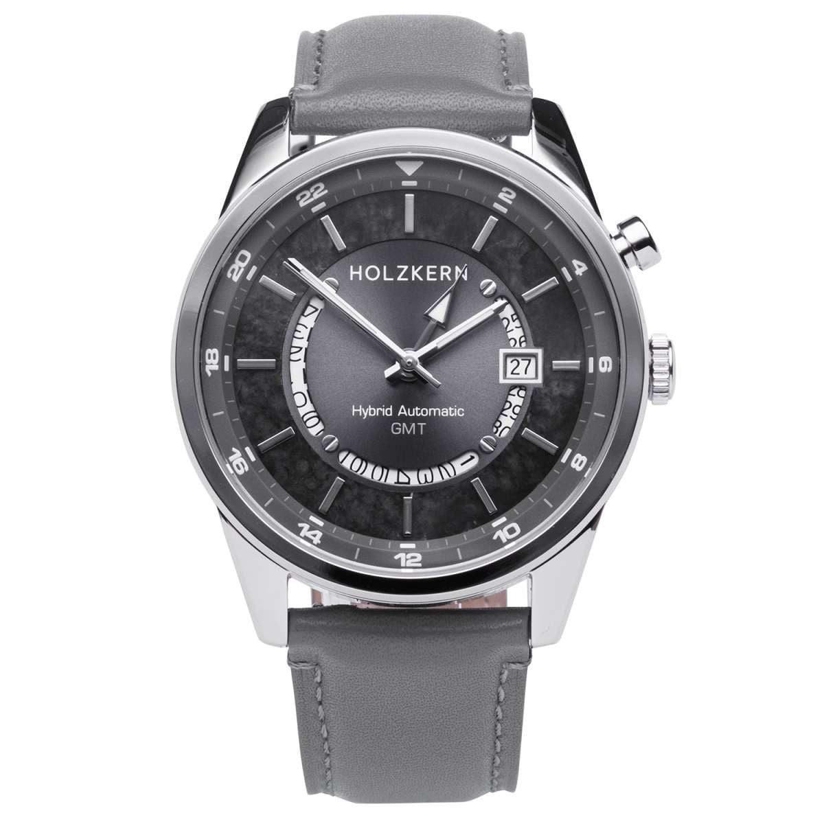 Holzkern Automatikuhr 9010631021207, Herrenuhr GMT Skywhirl Marmor/Silberfarben