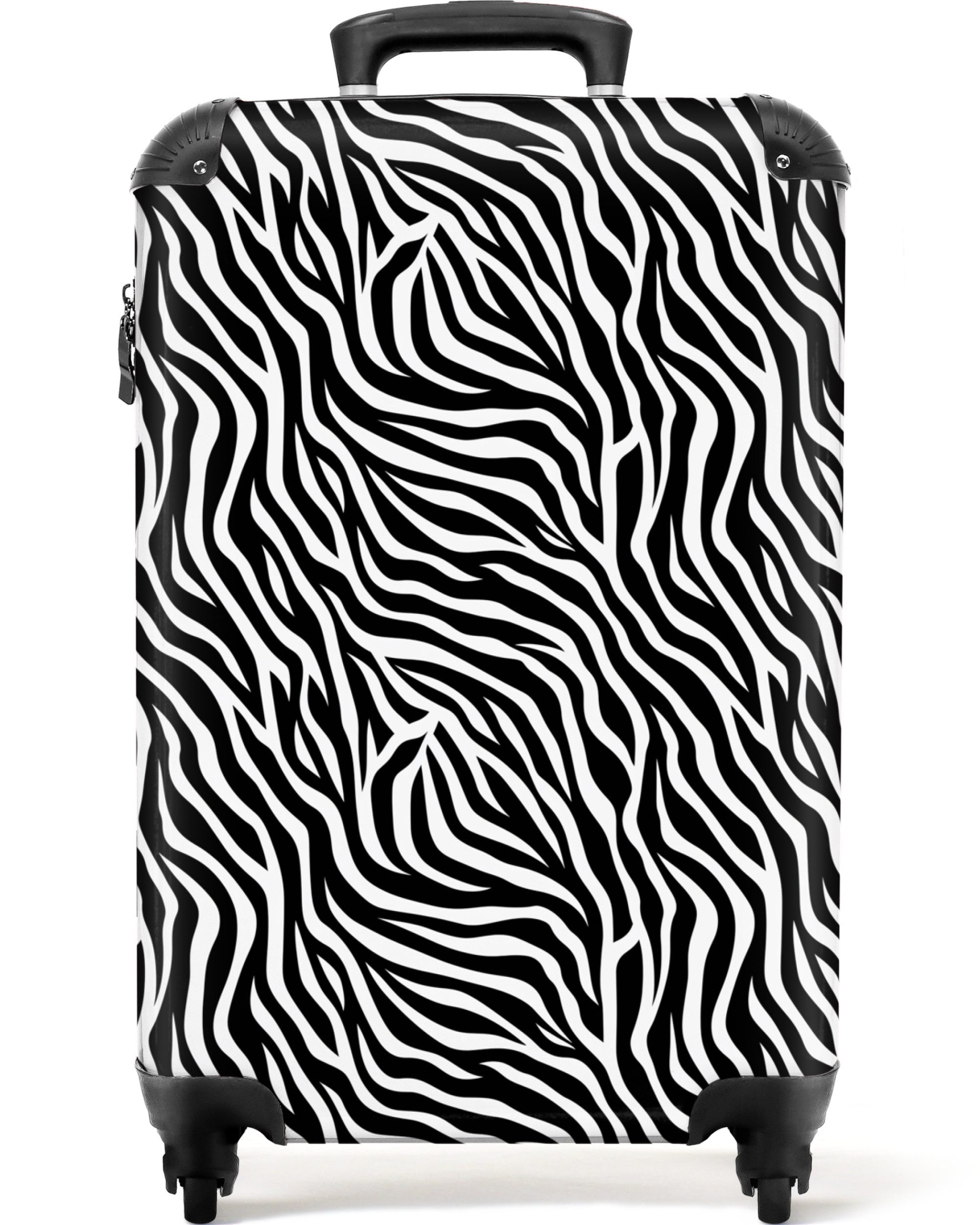NoBoringSuitcases.com© Kinderkoffer Tiermuster - Zebra - Design - Schwarz und weiß 55x35x20cm, 4 Rollen, Reisetasche mit Rollen, Koffer Handgepäck Flugzeug