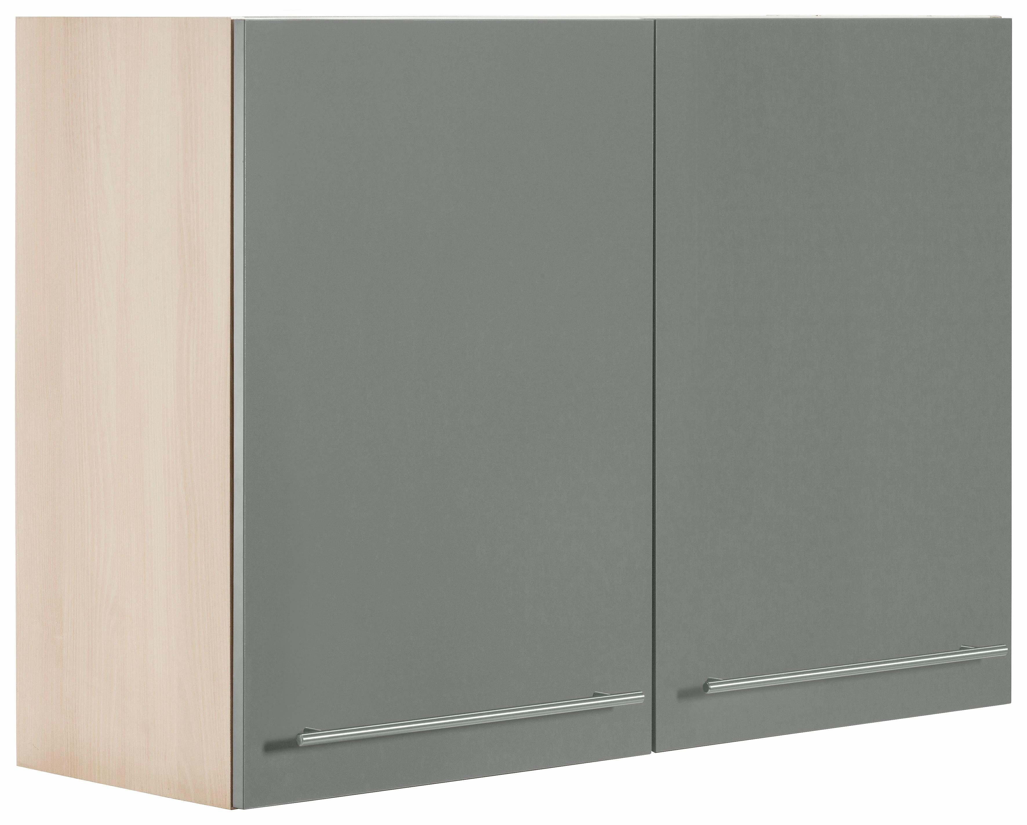 OPTIFIT Hängeschrank Bern Breite 100 cm, 70 cm hoch, 2 Türen, mit Metallgriffen basaltgrau/akaziefarben | akaziefarben