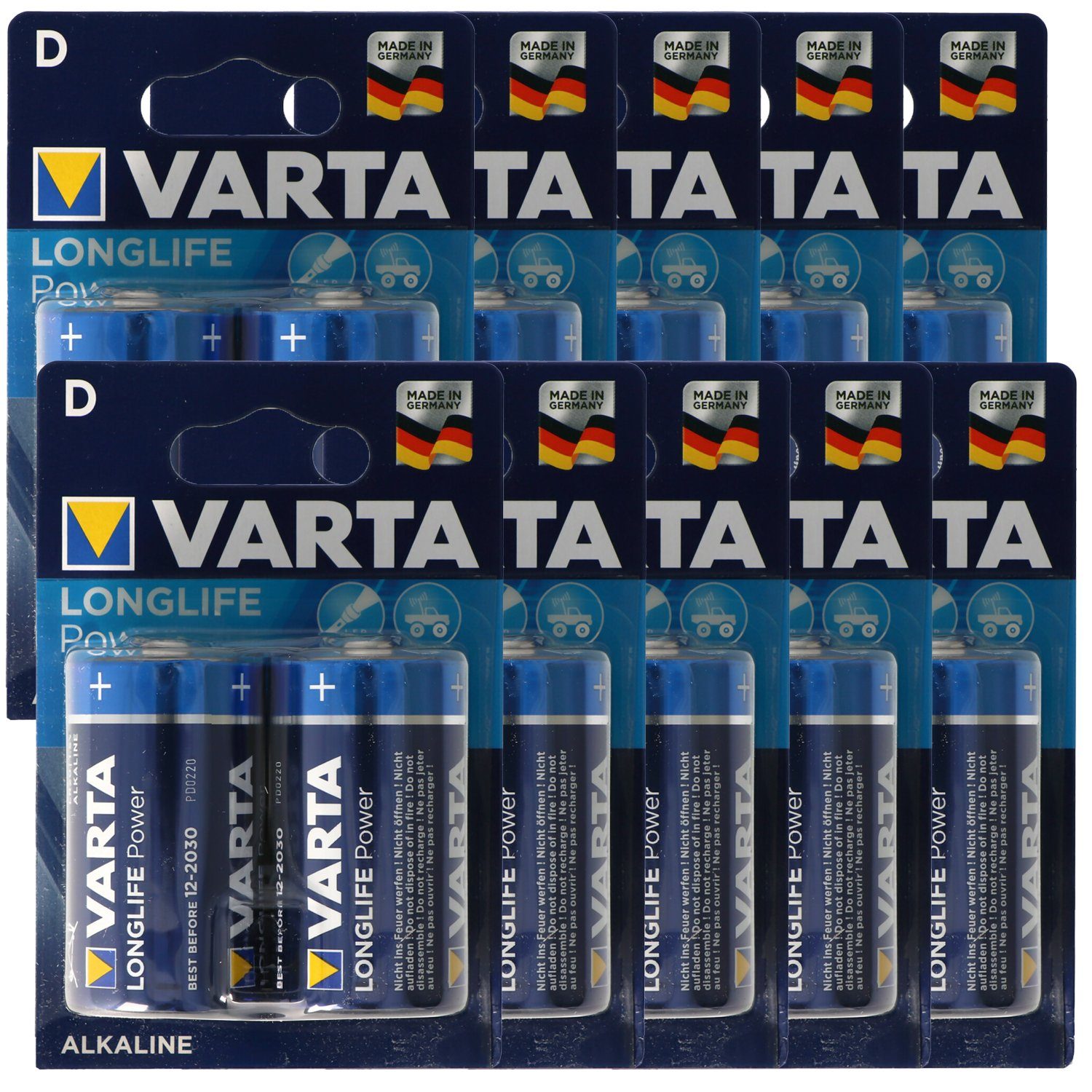 VARTA Varta Longlife Power (ehem. High Energy) Mono D 4920 Batterien 10x 2- Batterie, (1,5 V)