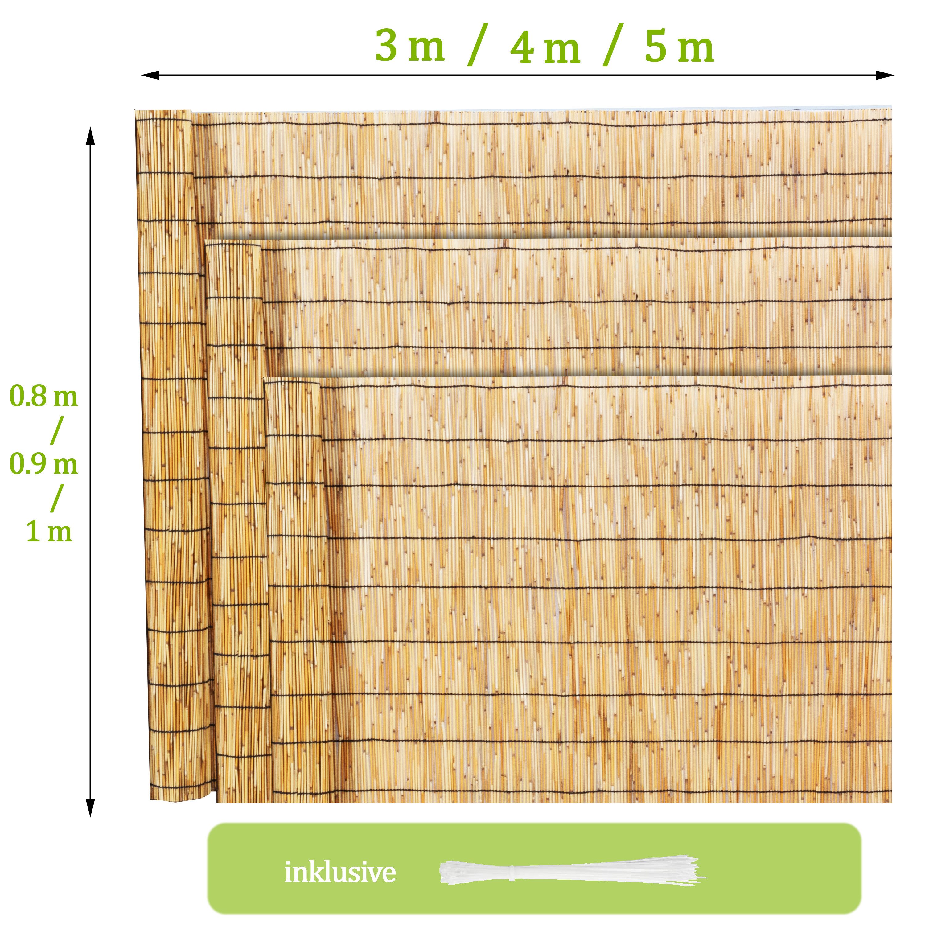 Ribelli Balkonsichtschutz Schilfmatte Sichtschutzmatte, Zaunsichtschutz 80/90/100 x 300/400/500 cm