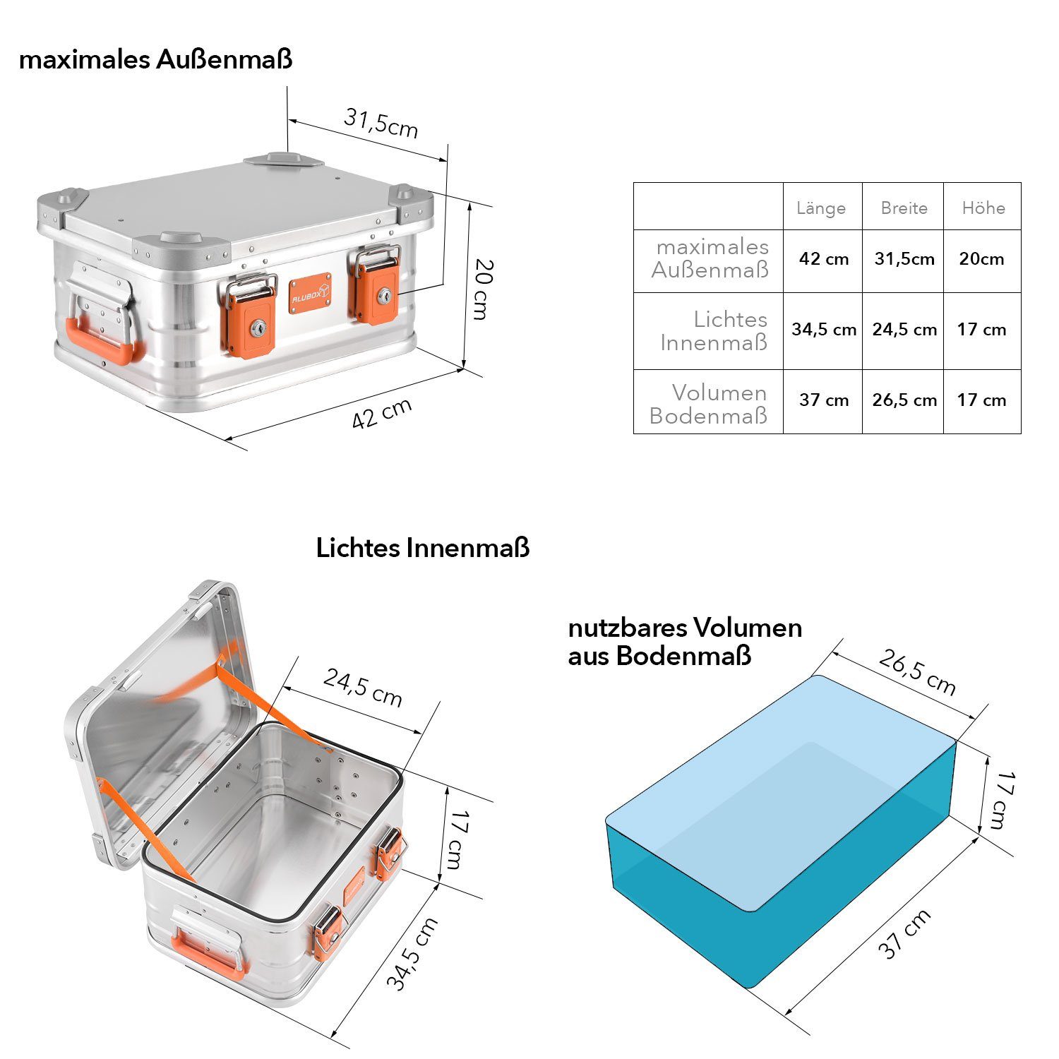 ALUBOX Aufbewahrungsbox mit Deckel und Stapelecken günstig online kaufen