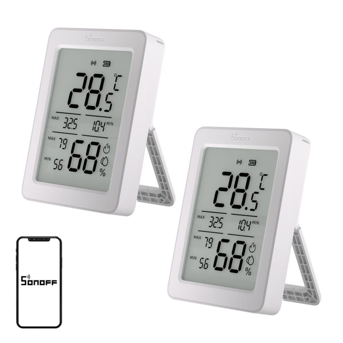 Sonoff SONOFF ZigBee SNZB-02DR2 Temperatur- und Feuchtigkeitssensor, 2er-Pack Smart-Home-Zubehör