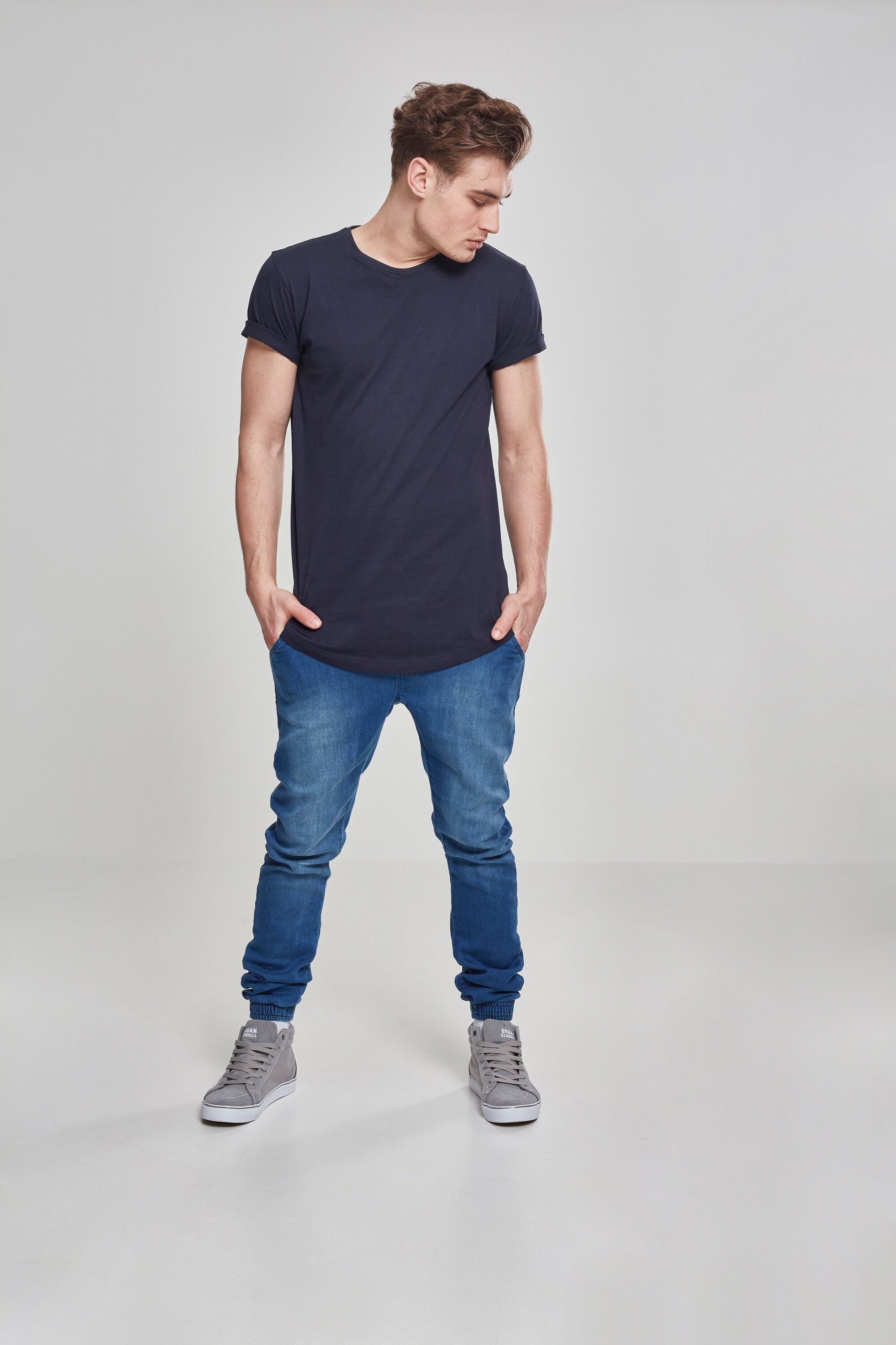 Shaped Herren Long (1-tlg) Tee URBAN Kurzarmshirt navy CLASSICS