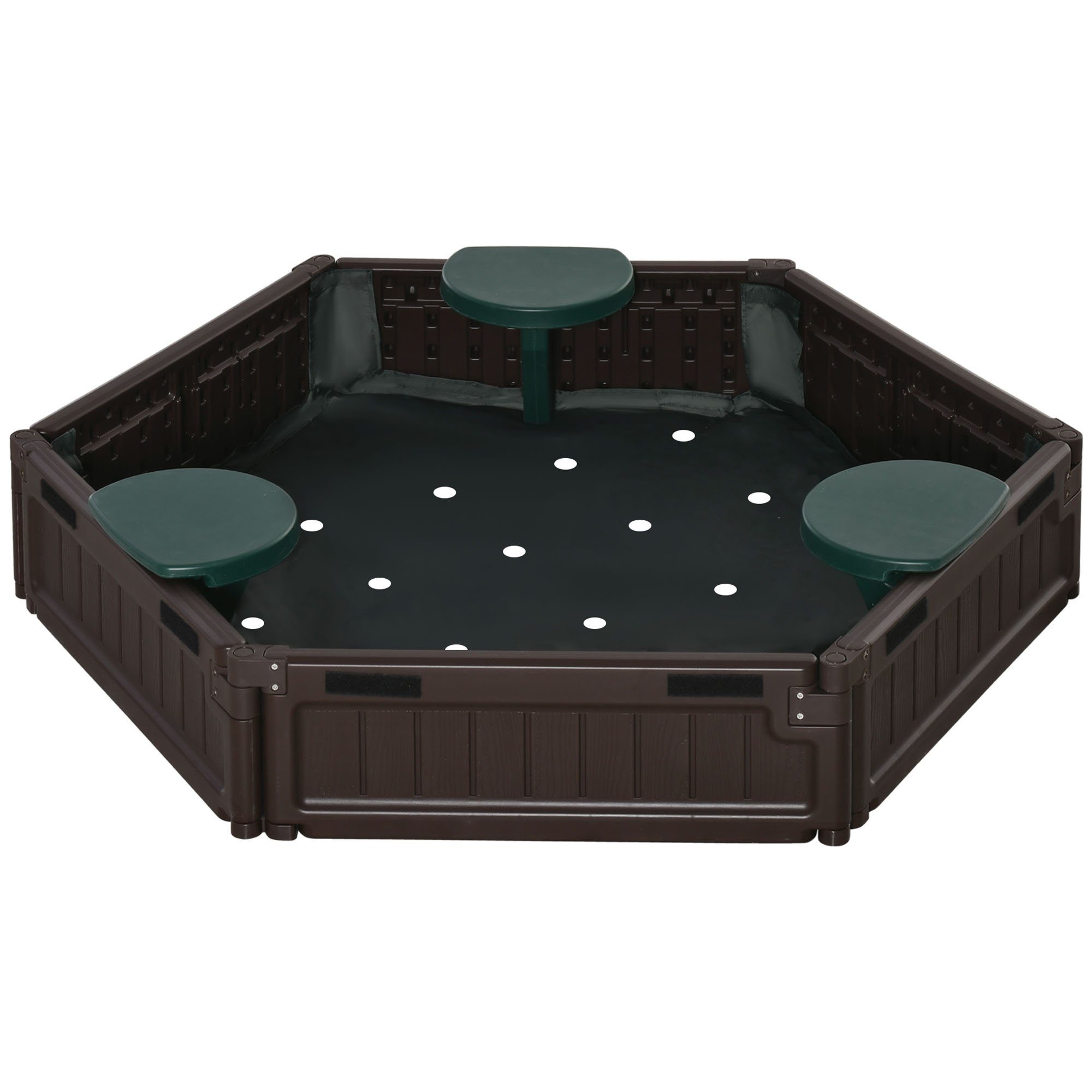 Outsunny Sandkasten Sandbox mit 3 Sitzplatten, günstig online kaufen