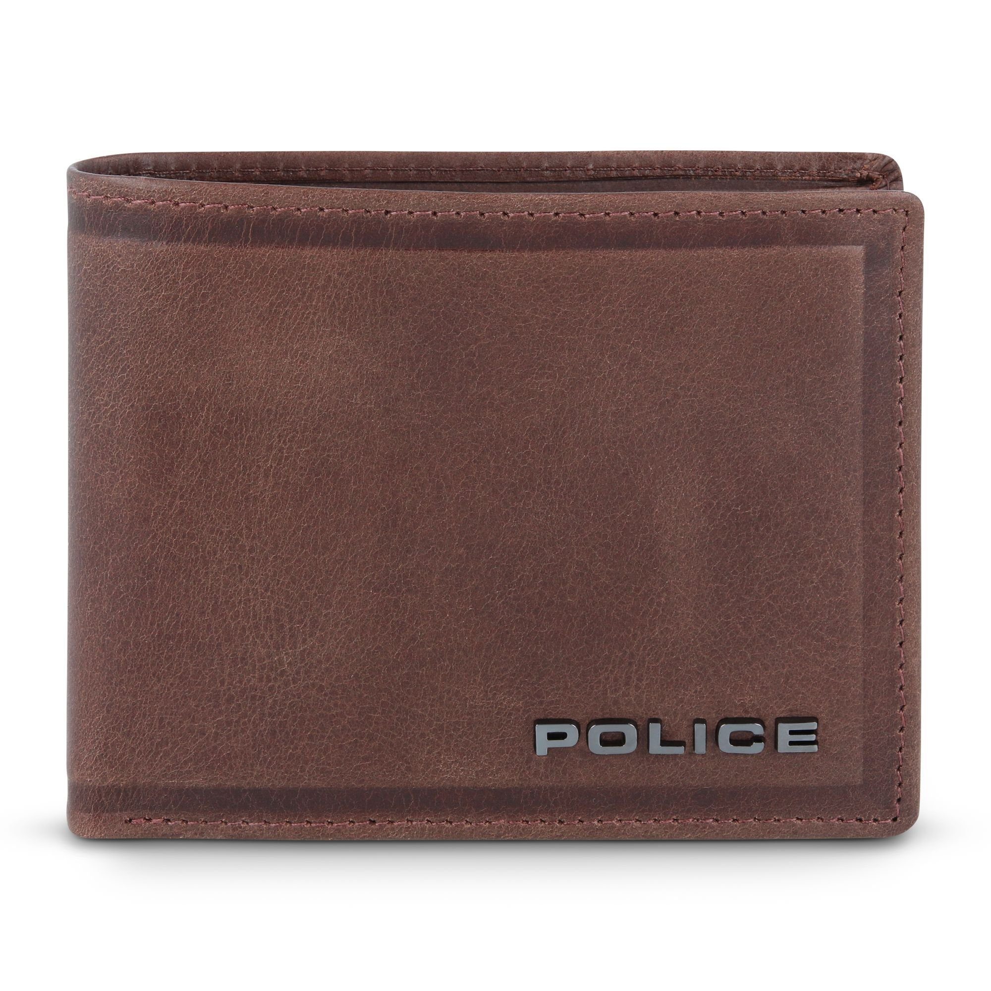 Police Leder brown Geldbörse,