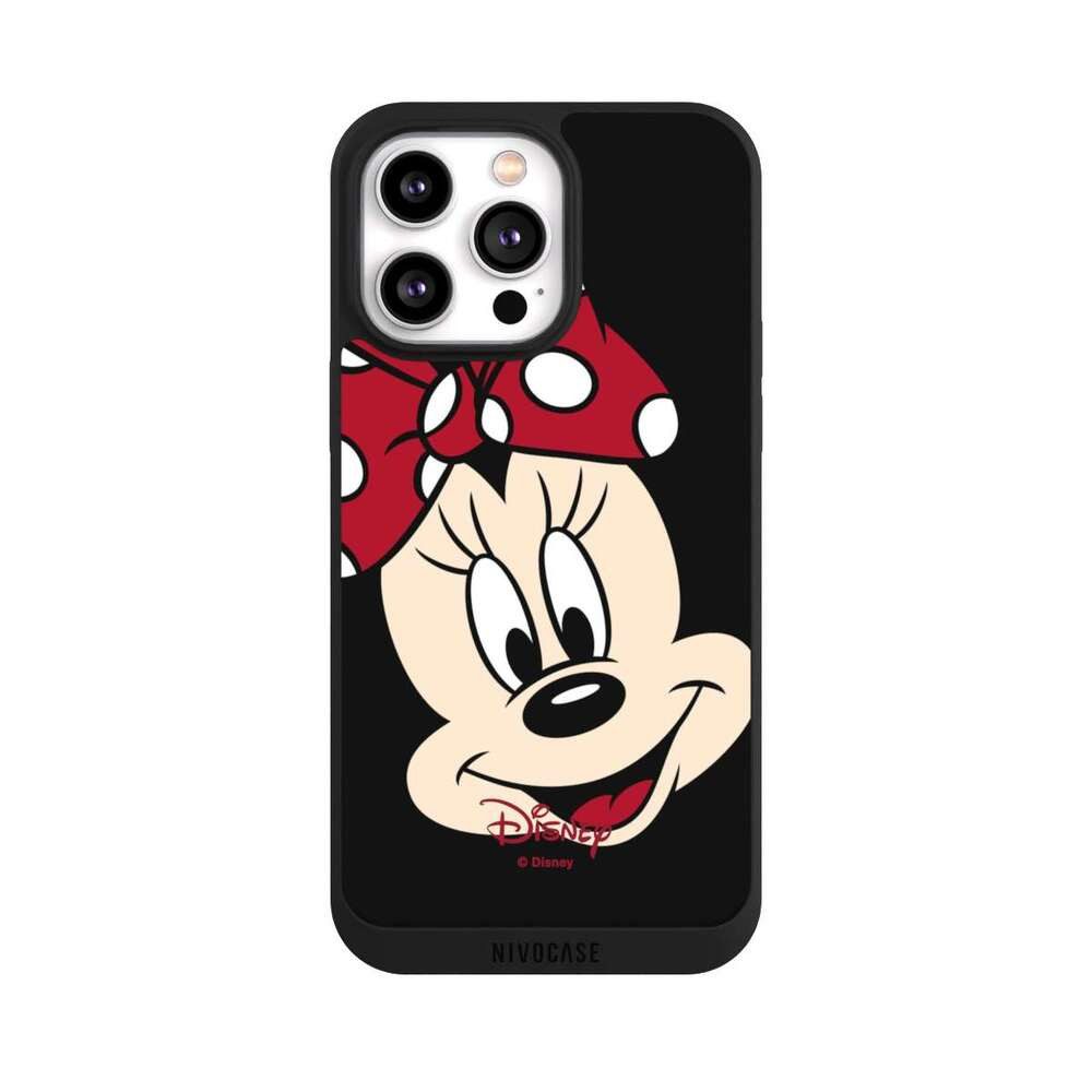 NIVOCASE Handyhülle Minnie Mouse Disney Offizielles Lizenzprodukt Minnie All Over, Apple iPhone 14 Pro Max Handyhülle Hülle NIVOpure Case Schwarz