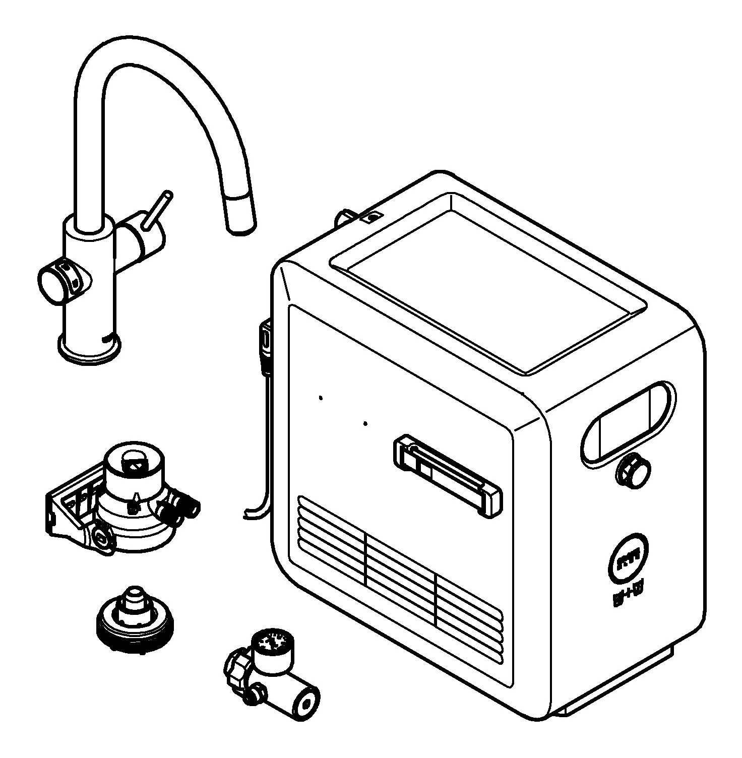 Grohe Küchenarmatur Blue C-Auslauf Starterkit herausziehbar - mit Supersteel Spültischarmatur Professional