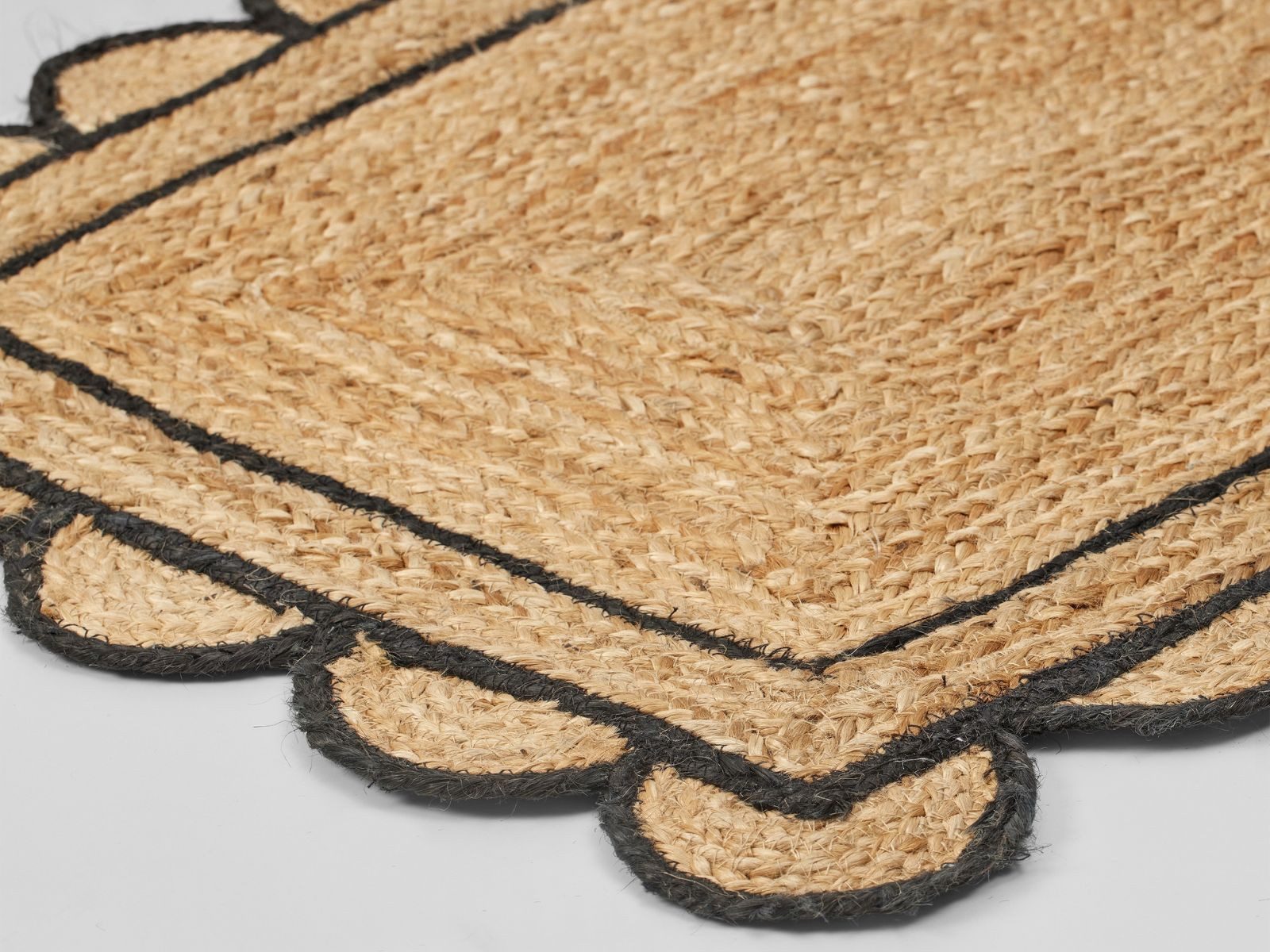 Broste Copenhagen Fußmatte Scallop Fußabtreter black/natural 60x90cm, Fußmatten