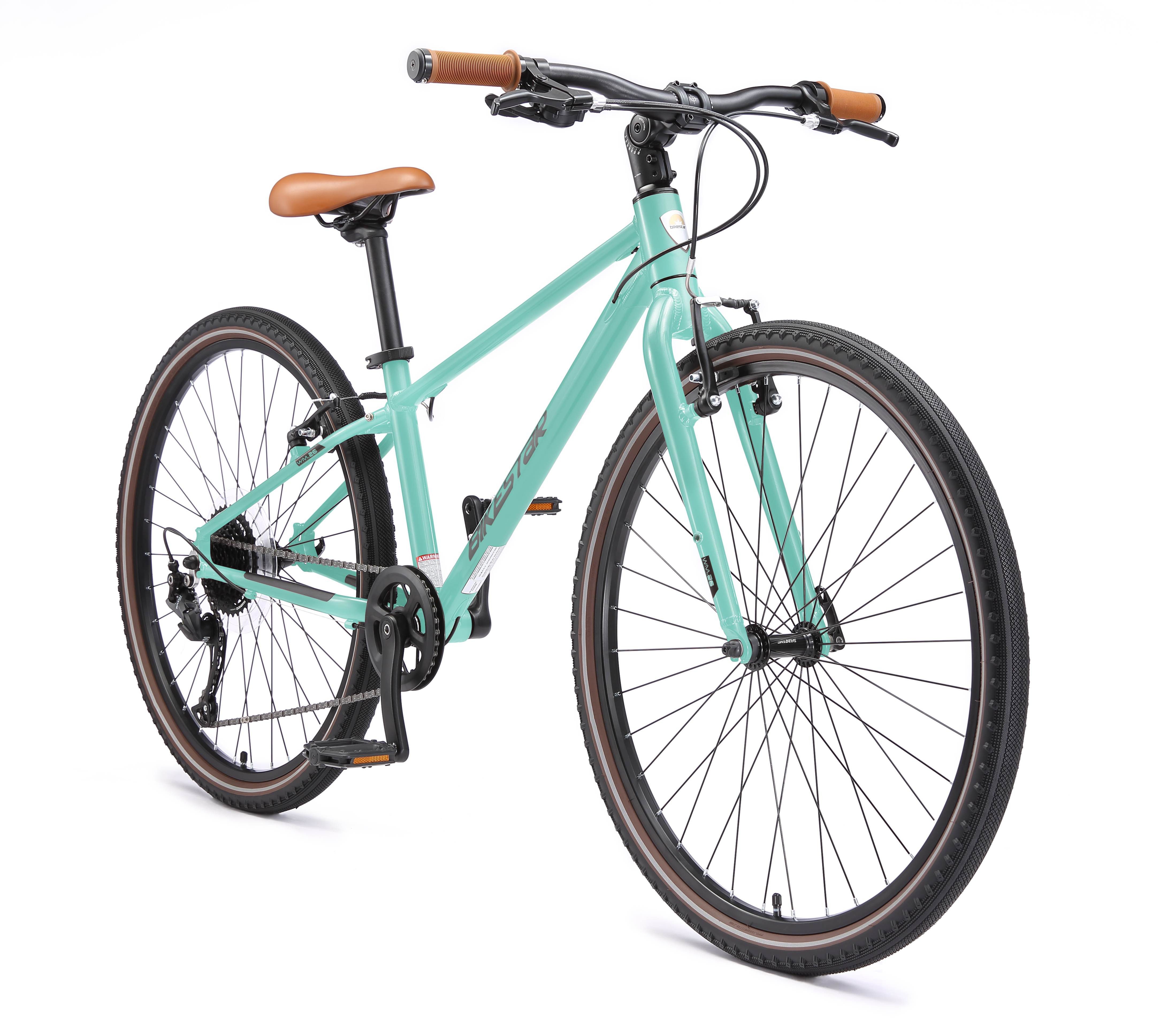 Bikestar Cityrad Leichtgewicht 10 kg 24 Zoll Aluminium ab 10 Jahre, 9 Gang Shimano RD-M2005 Schaltwerk, Kettenschaltung, Reflektierende Reifen, leichtes Treten, ergonomischer Rahmen