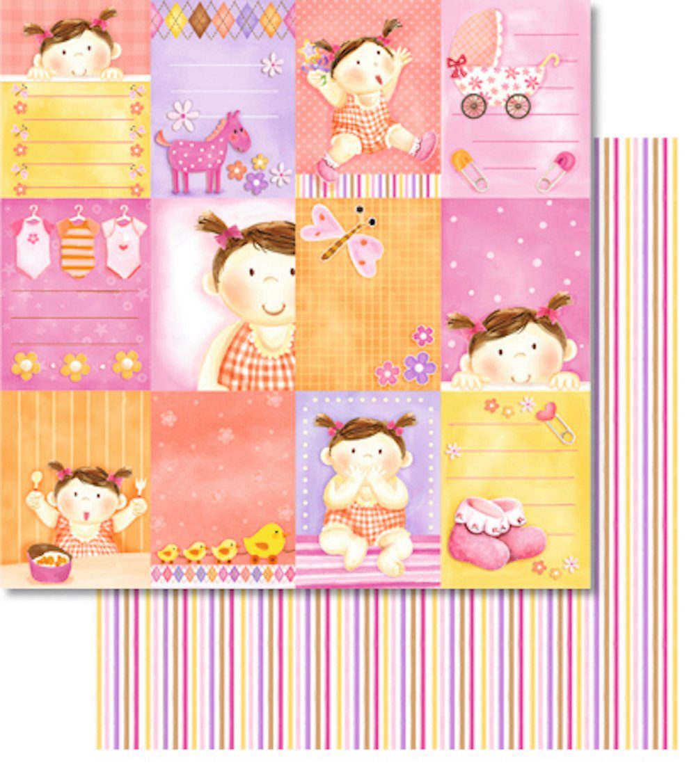 URSUS Zeichenpapier Scrapbooking Papier 'Baby Girl' Motiv 103 mit Glit