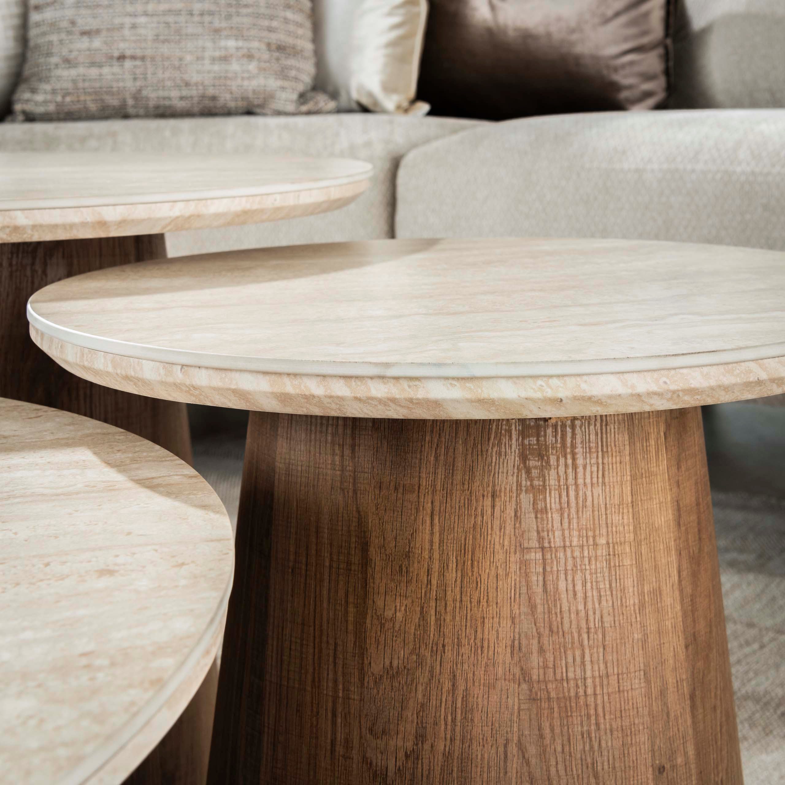 Sitheim-Europe Couchtisch Couchtisch Romano rund Set aus 3 / Keramik travertin (1-St., 3er set)