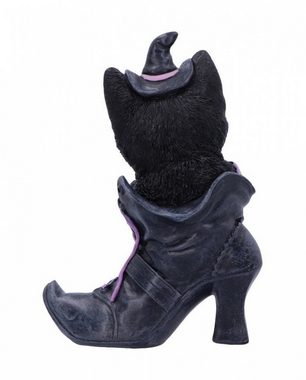 Horror-Shop Dekofigur Schwarze Hexenkatze im Stiefel als zauberhafte Tis