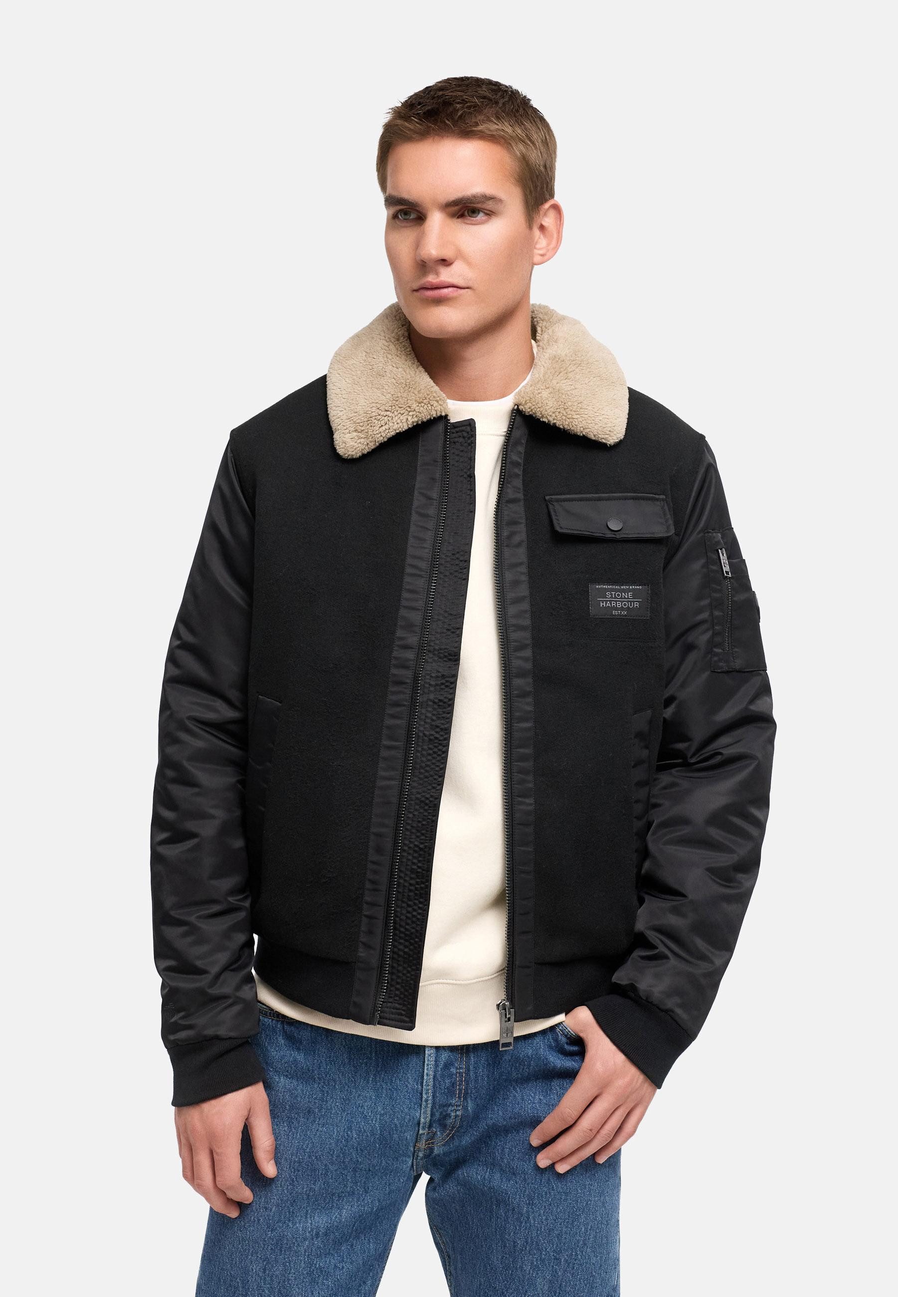 Stone Harbour Winterjacke Somaeel XX Warme Herren Hybridjacke mit Teddykragen