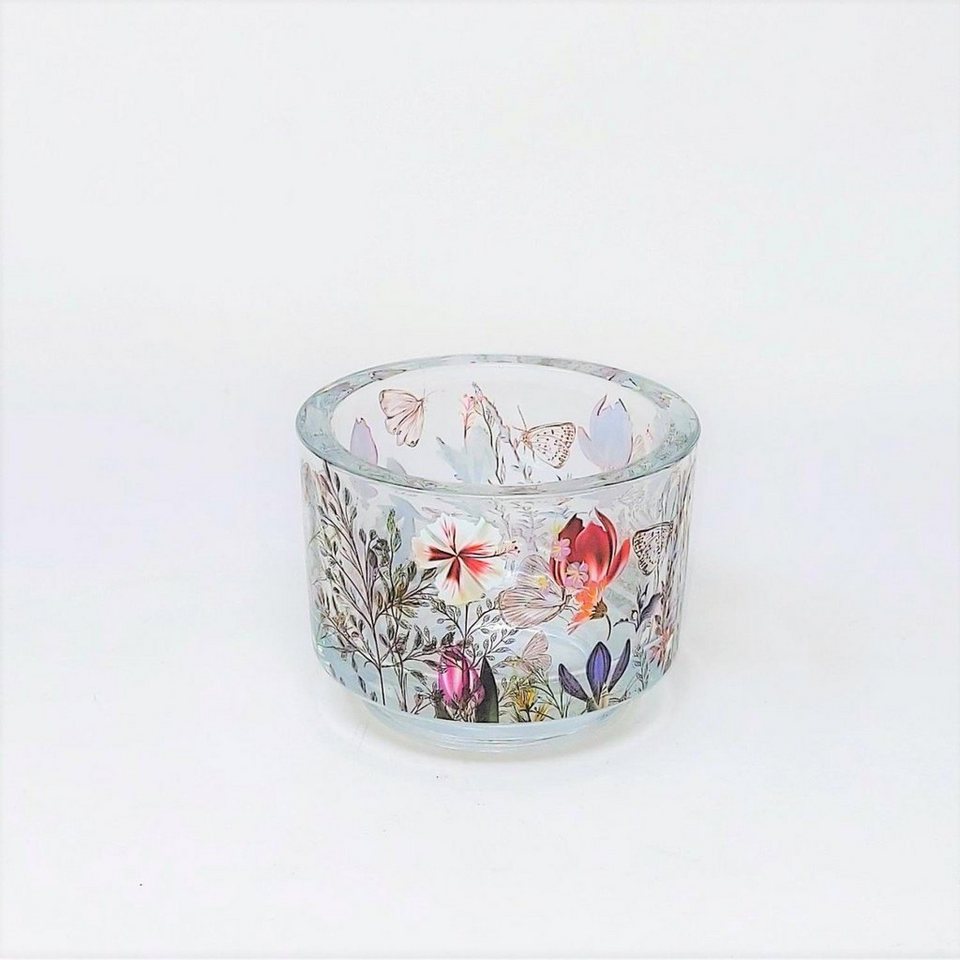 formano Teelichthalter Blumenwiese, Mehrfarbig H:7cm D:9cm Glas