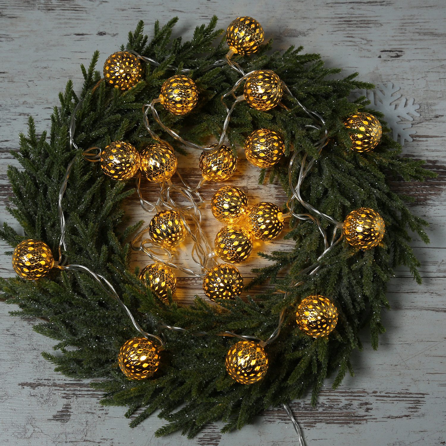 MARELIDA LED-Lichterkette LED Lichterkette 20 Kugeln Metallbälle orientalisch marokkanisch gold, 20-flammig