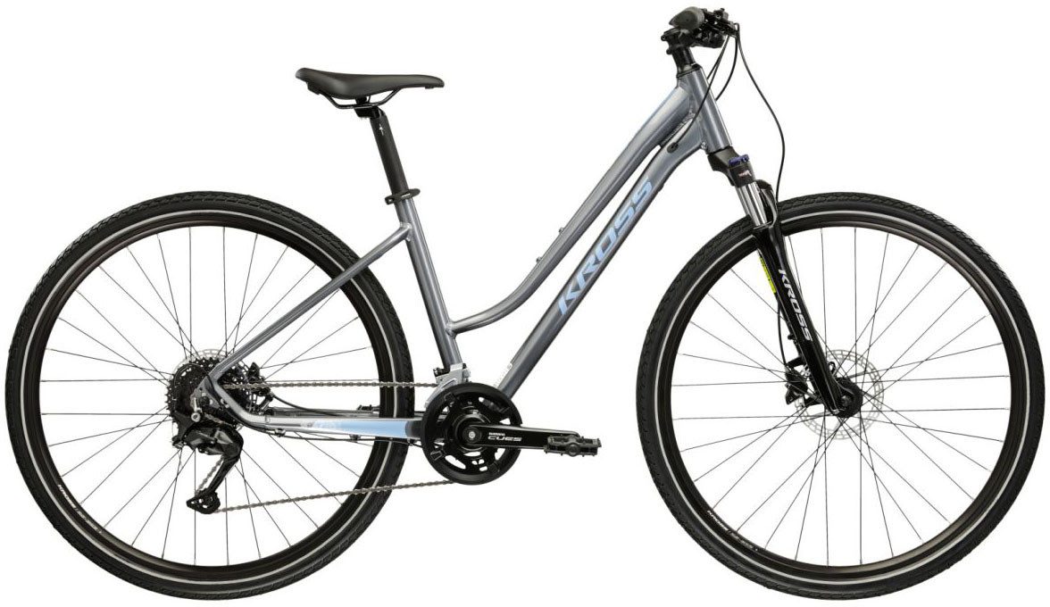Kross Crossrad Crossrad Damen 28" Evado 5.0 grau 18 Gänge, 18 Gang Shimano CUES U3020 Schaltwerk, Kettenschaltung