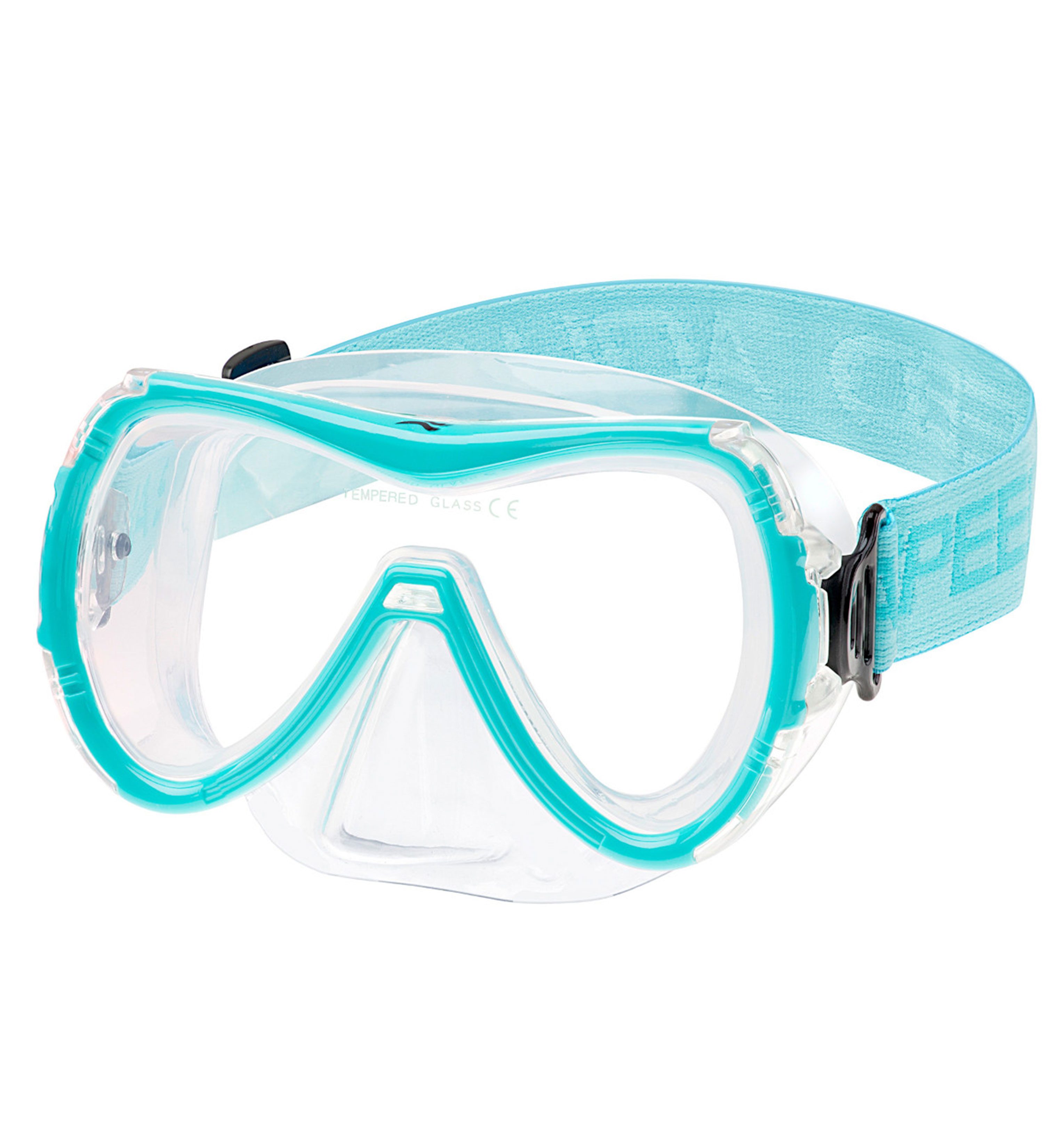 Aqua Speed Schnorchel RAY FS Tauchmaske mit Stoff-Kopfband für Erwachsene / Jugendliche (Einzel Schwimmmaske mit gehärtetem Glas), Taucherbrille Stoffband Einzellinse