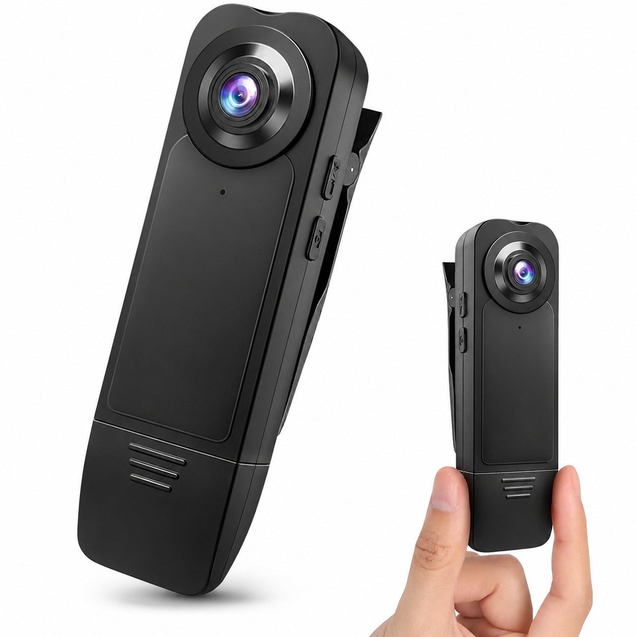 SpionProfi Überwachungskamera 32GB Clip Bodycam Mini Kamera Video Bild Überwachungskamera Actioncam (Außenbereich, Innenbereich, 1-tlg., Mini versteckte Kamera Auto Haus mit Nachtsicht & Bewegungsmelder)
