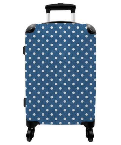 NoBoringSuitcases.com© Koffer Punkte - Blau - Weiß - Muster 67x43x25cm, 4 Rollen, Mittelgroßer Koffer für Erwachsene, Reisekoffer