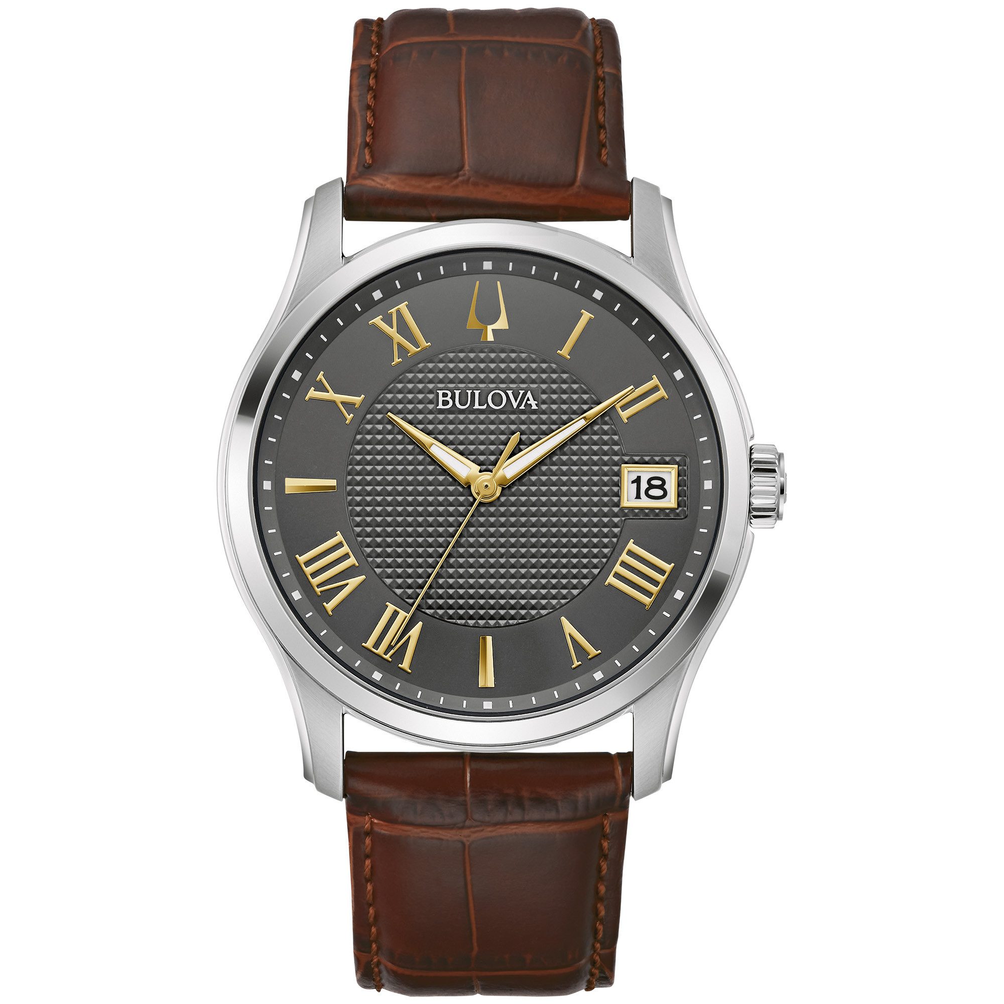 Bulova Quarzuhr 96B389, Armbanduhr, Herrenuhr, Damenuhr, Lederarmband, Datum