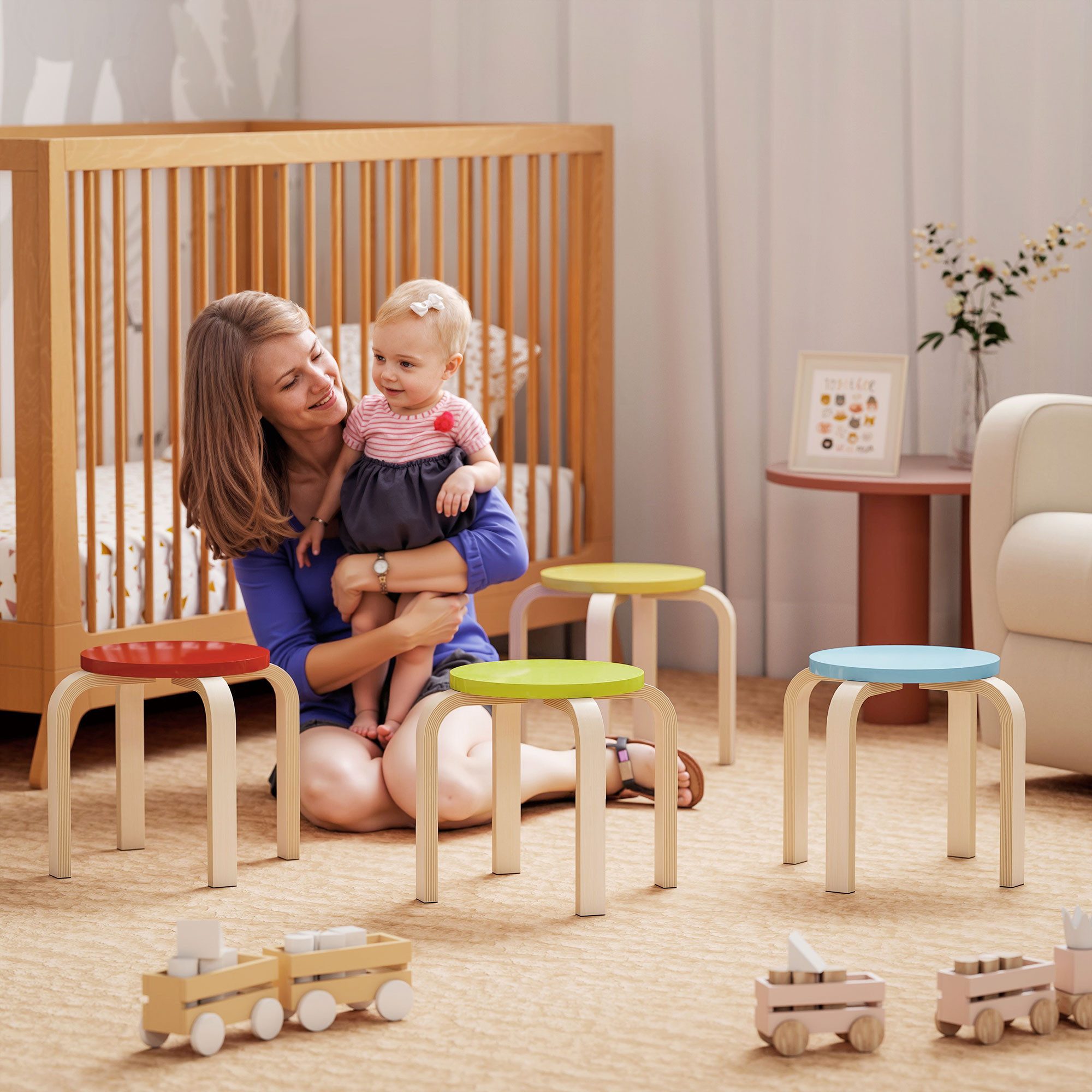 HOMCOM Hocker (Küchenhocker, 4 St., Runde Esszimmerhocker), für Esszimmer, günstig online kaufen