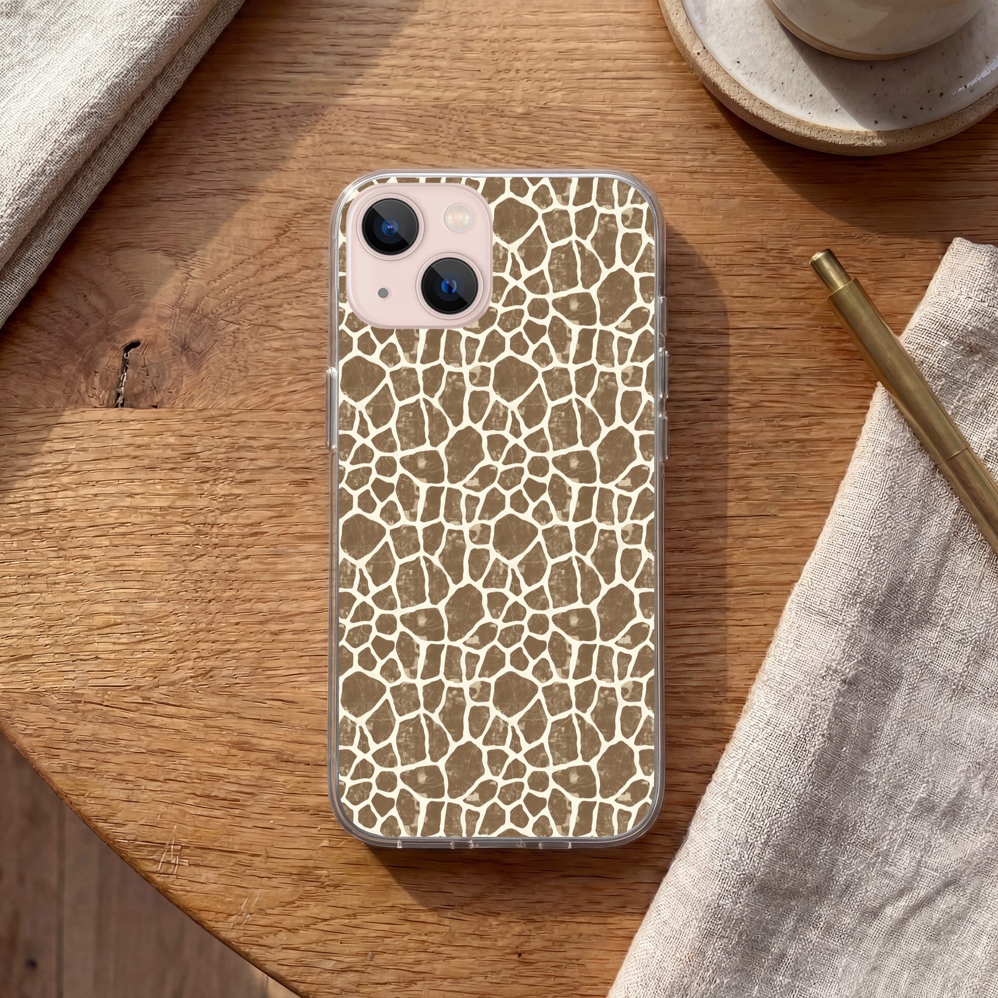 MuchoWow Handyhülle für Apple iPhone 13 mini Giraffe - Klassisch - Braun, Smartphone-Bumper, Print, Handy Schutzhülle Dünn