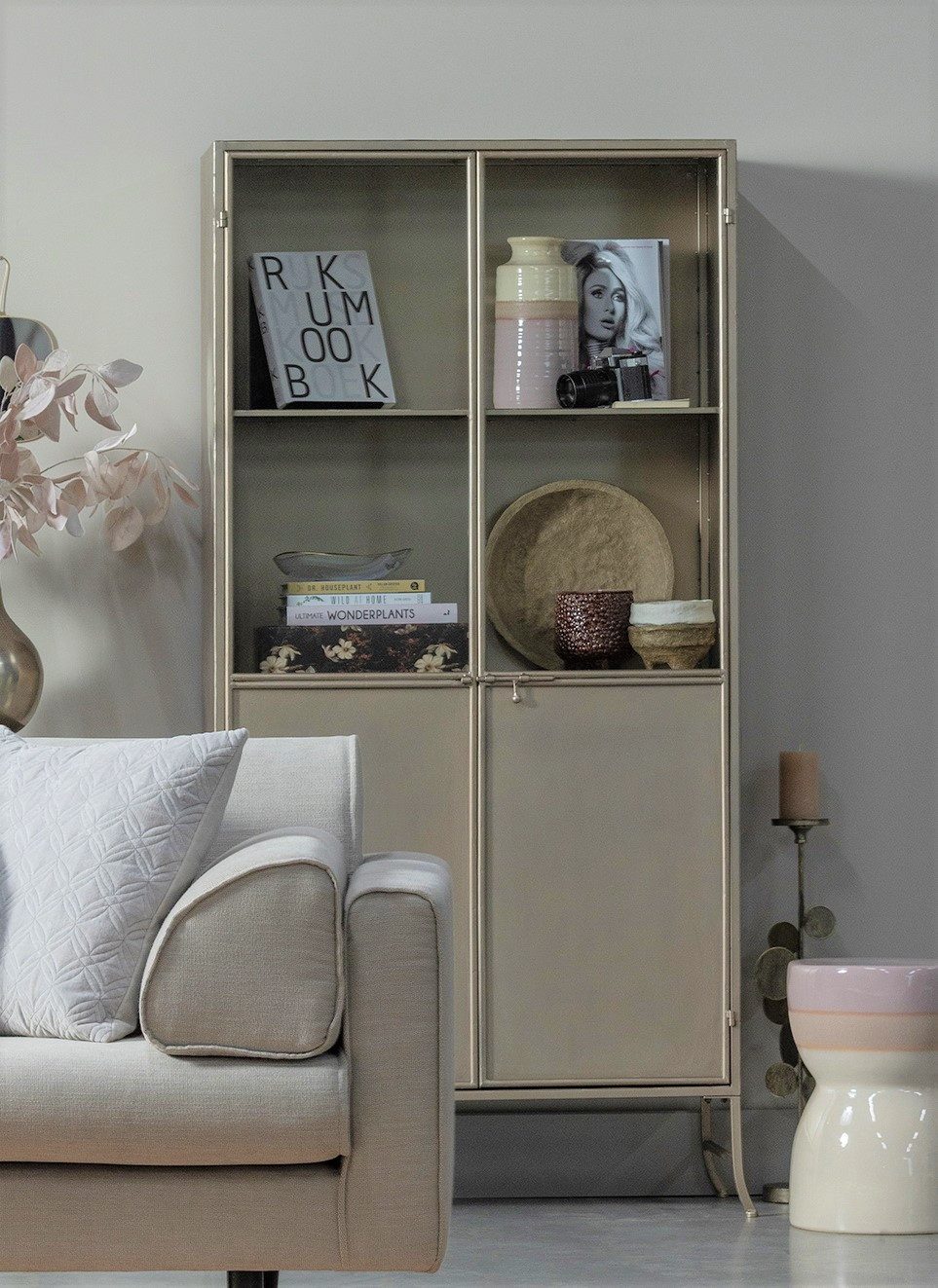 BePureHome Vitrine Vitrine Industrial Vintage Astoria Metall Glas Champagner