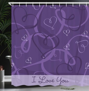 Abakuhaus Duschvorhang Moderner Digitaldruck mit 12 Haken auf Stoff Wasser Resistent Breite 175 cm, Höhe 180 cm, Romantisch Indigo Purple Hearts