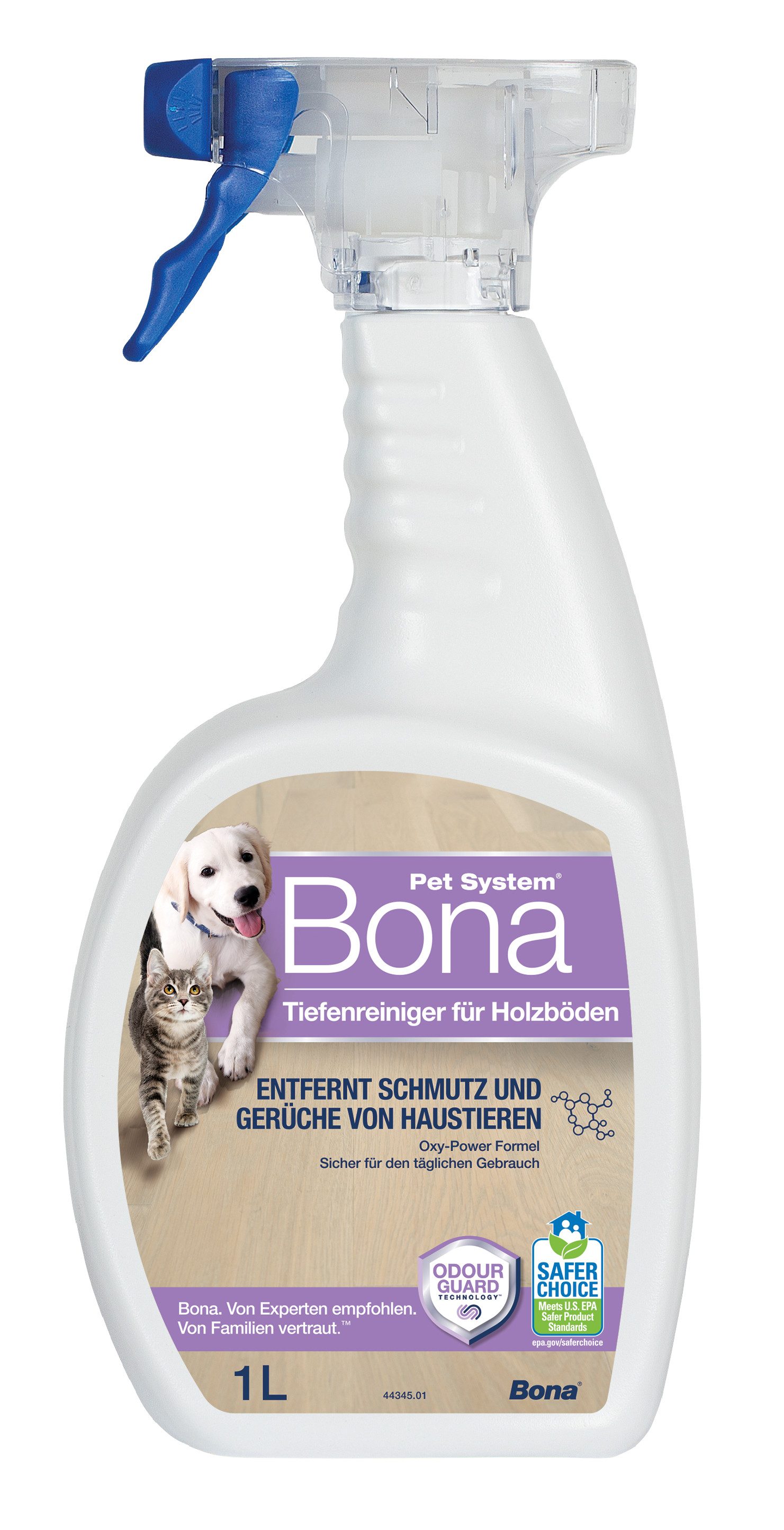 Bona Pet System Parkettreiniger für Haustiere, Fleckenentferner 1 L Fussbodenreiniger (1-St. Odour Guard Technology™ entfernt und neutralisiert Gerüche)
