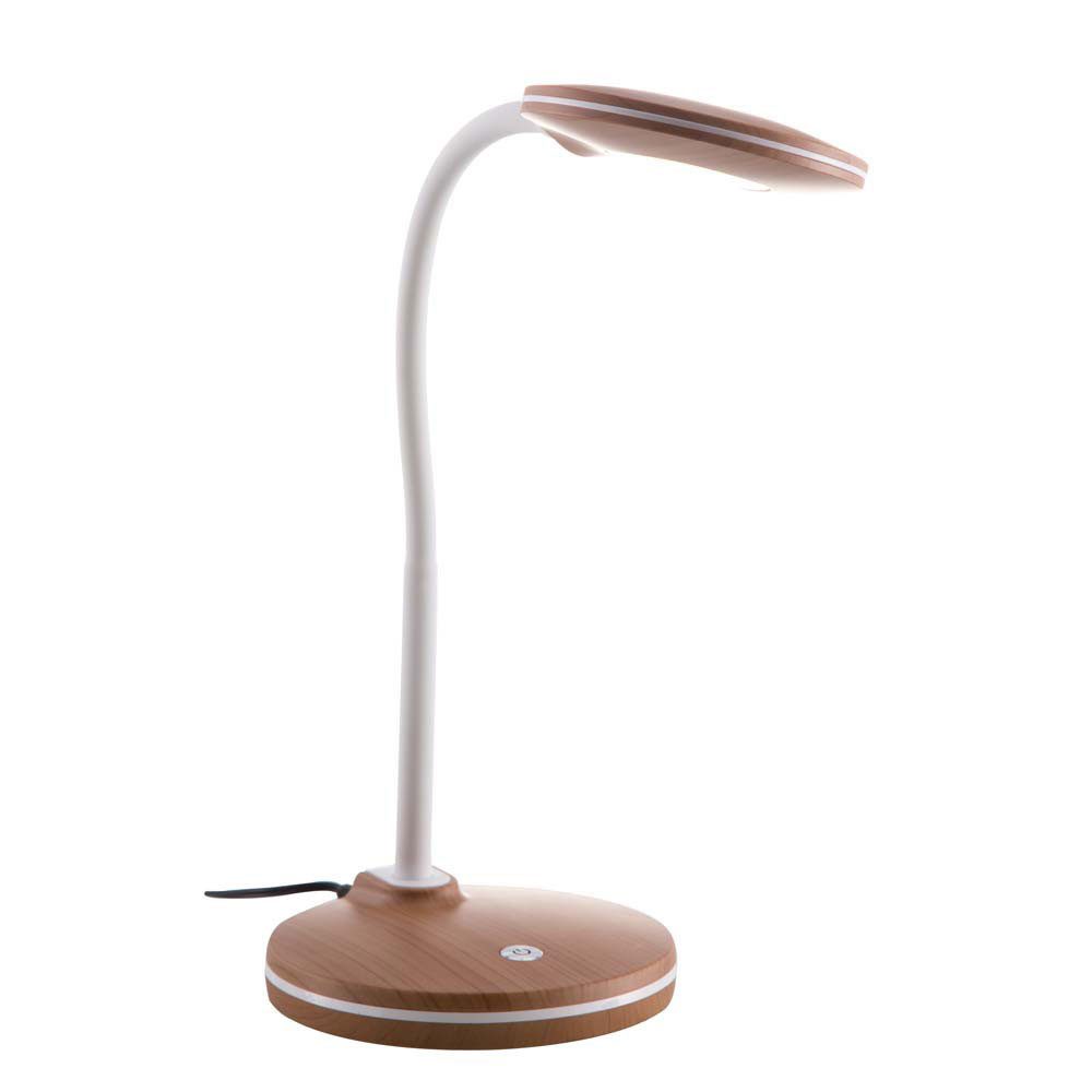 NOWA Schreibtischlampe, LED-Leuchtmittel fest verbaut, Warmweiß, Schreibtischleuchte Tischlampe LED 3 Stufen Touchdimmer Holzoptik