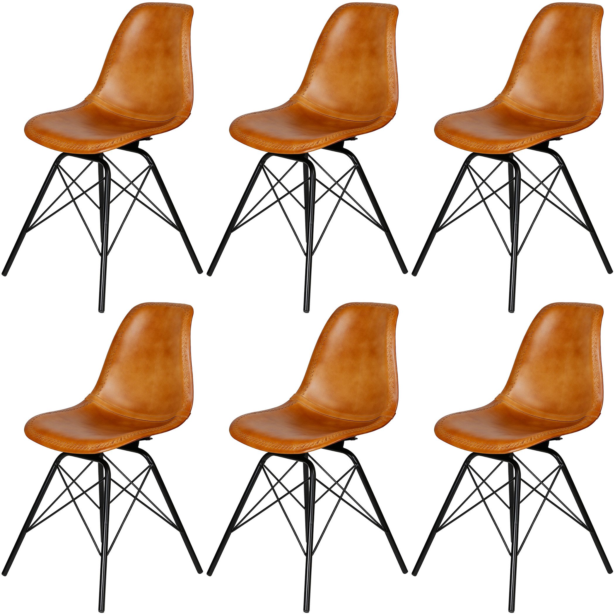 Casa Moro Esszimmerstuhl Lederstuhl Cognac Braun günstig online kaufen