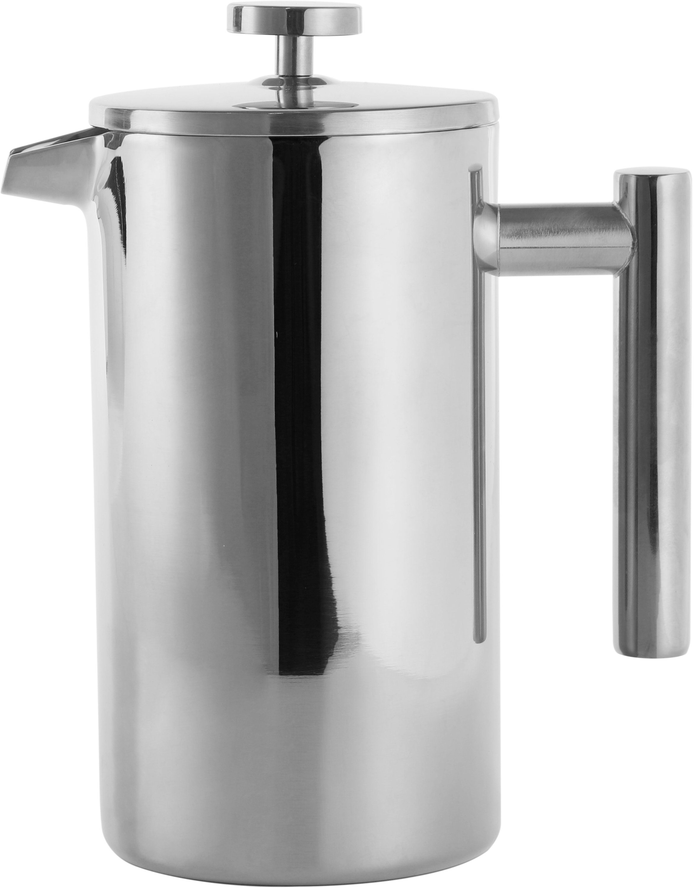 ., French ECHTWERK silberfarben doppelwandiger Edelstahl, Kaffeekanne, mit isoliert Pressfilter, 0,8l Kaffeebereiter Kanne Press