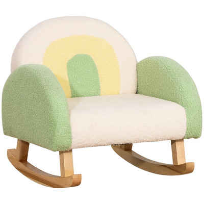 HOMCOM Sessel Schaukelstuhl für Kleinkinder Niedliches Design, Schaffell-Imitat Grün (Set, 1-St., Kindercouch für Kinder ab 1,5-3 Jahre), 50B x 45T x 44H cm