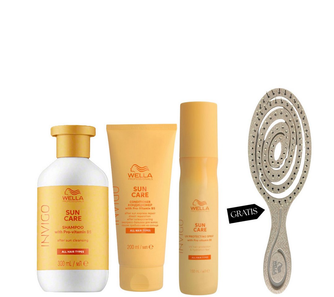 Wella Professionals Haarpflege-Set Invigo Sun Trio + gratis Wella Haarbürste, 4-tlg.
